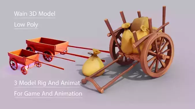 Wain 3D Model For Animation And Game Low-poly 3D model