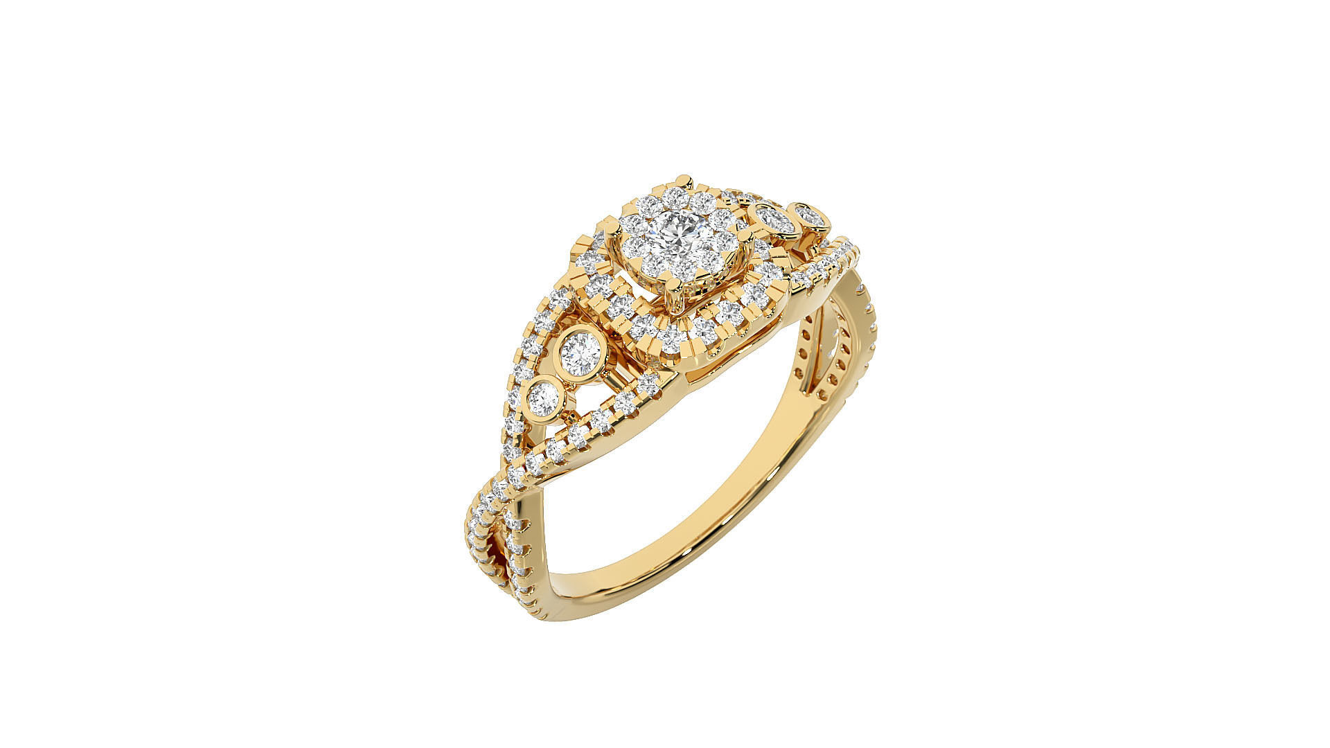 Solitaire ring 3D print model_10