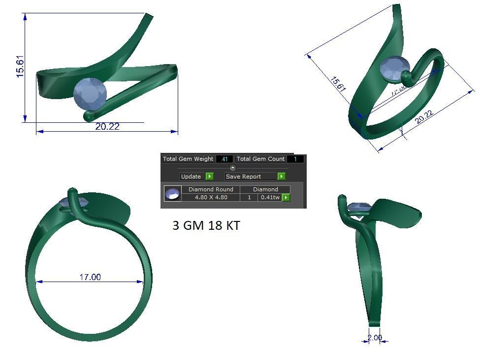Solitaire ring 3D print model_1