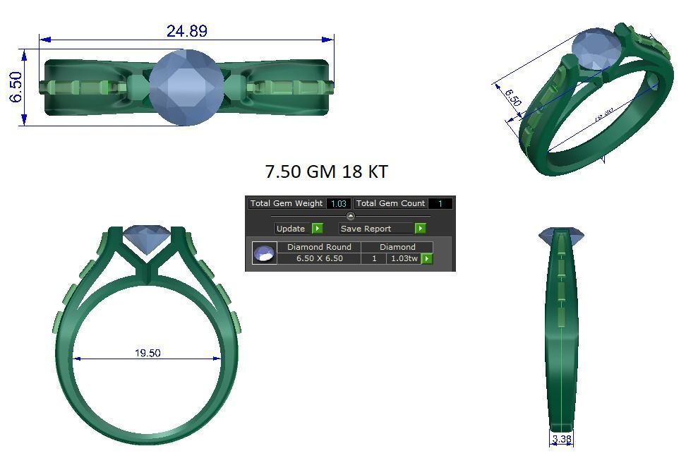 Solitaire ring 3D print model_1