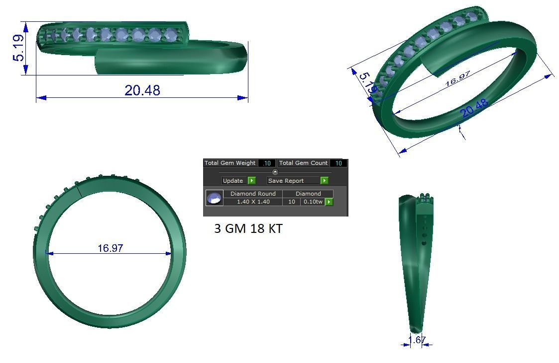 Solitaire ring 3D print model_1