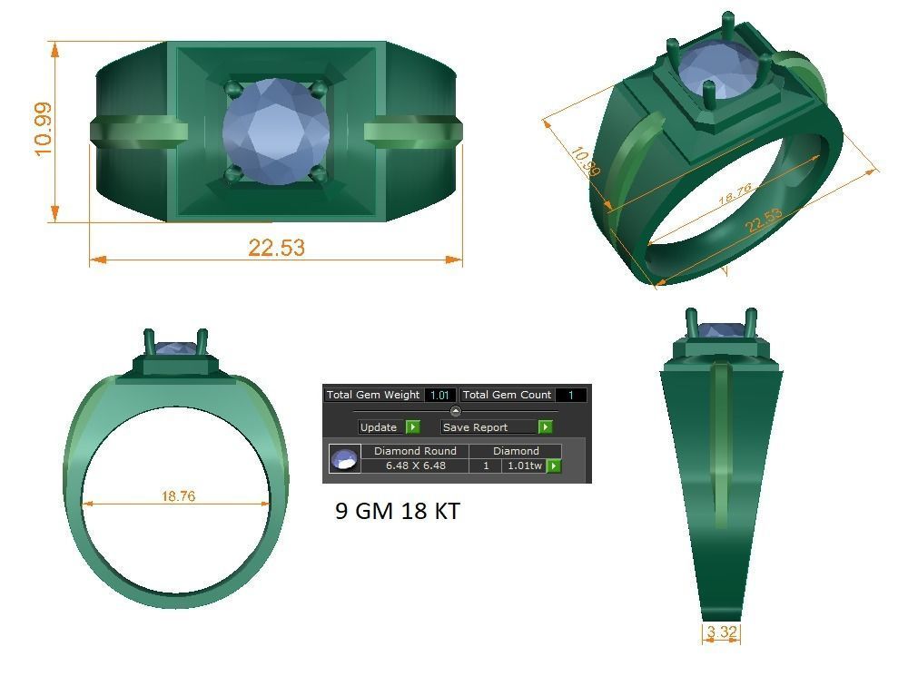 Solitaire ring 3D print model_1
