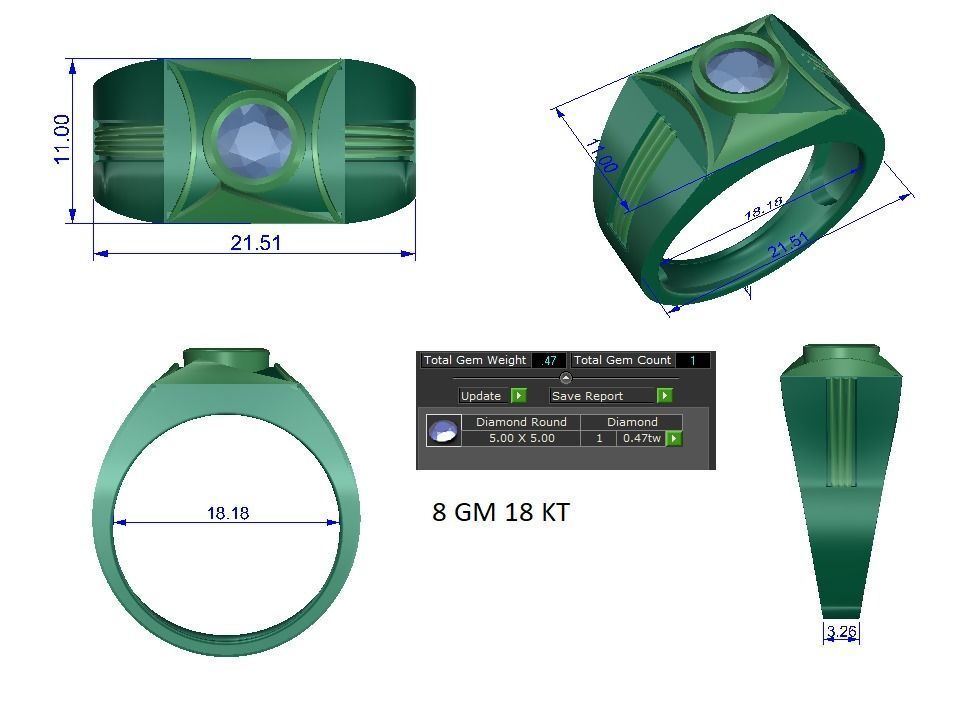 Solitaire ring 3D print model_1
