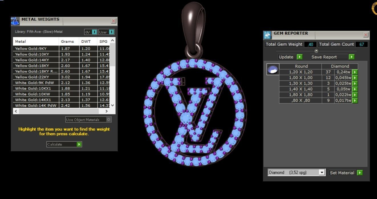 pendant LV 3D print model_2