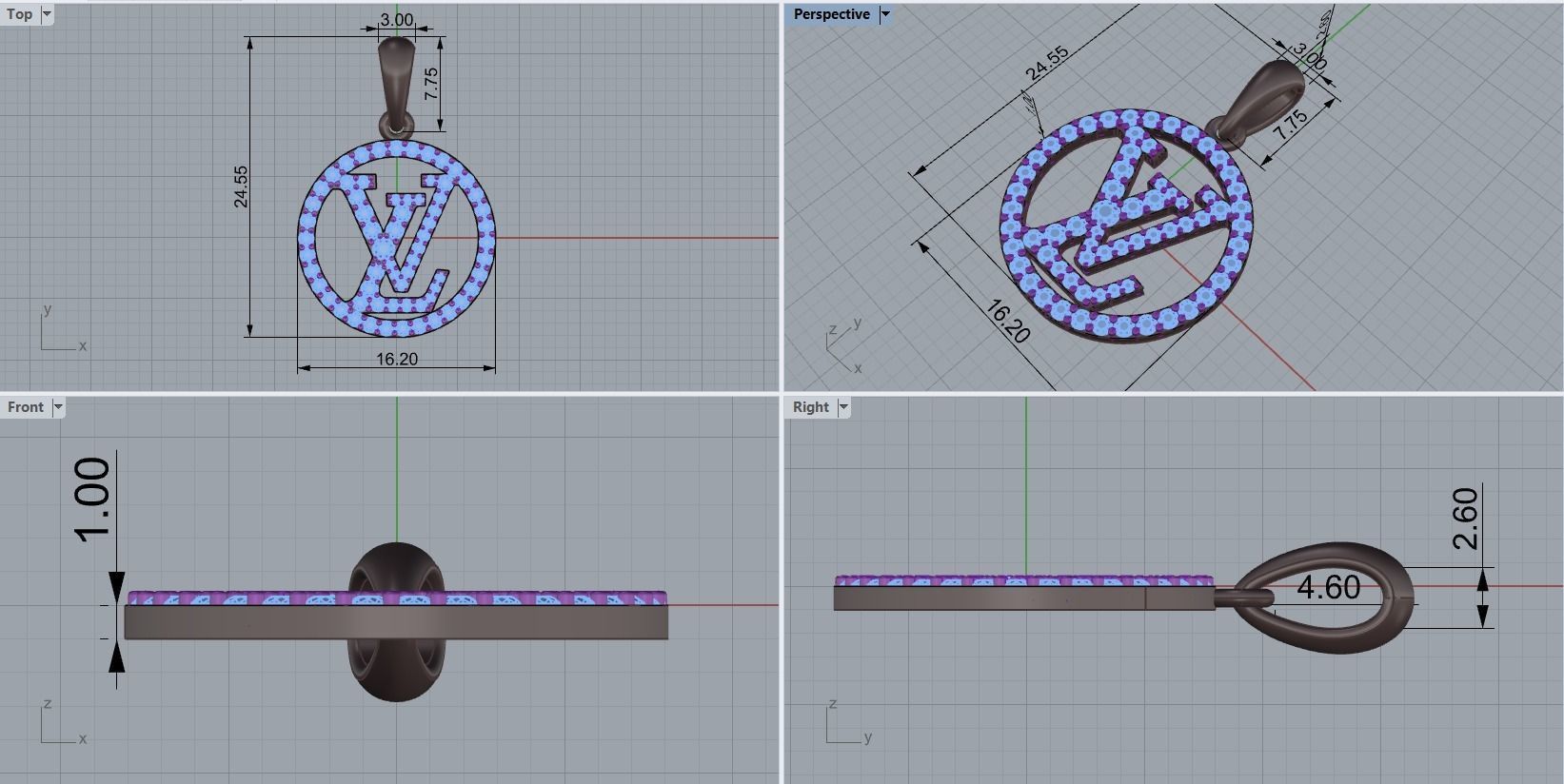 pendant LV 3D print model_1