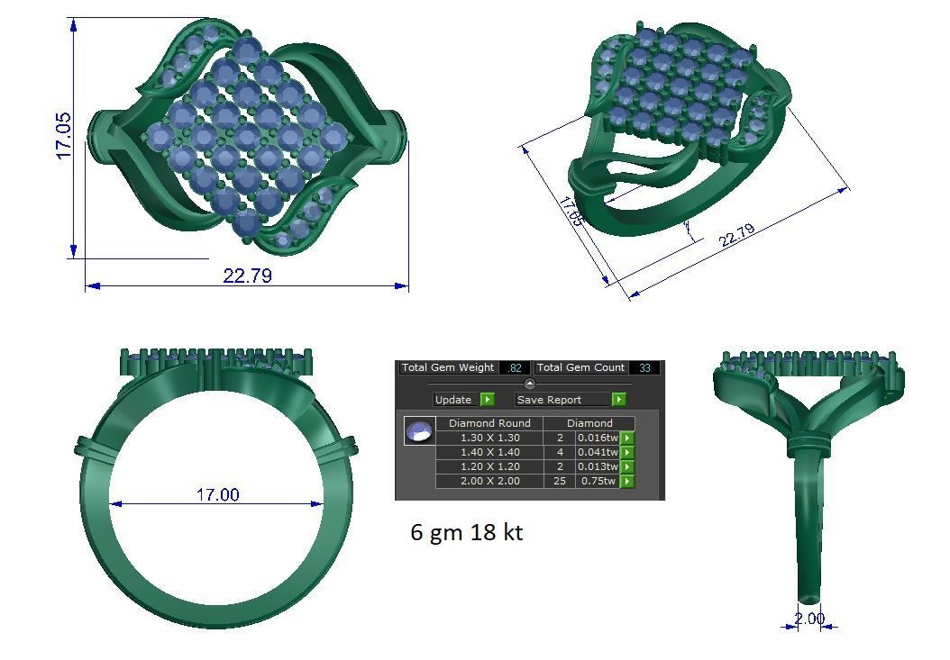 Solitaire ring 3D print model_1