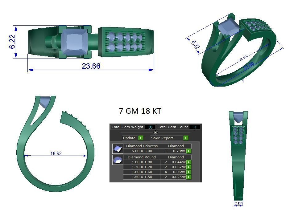 Solitaire ring 3D print model_1