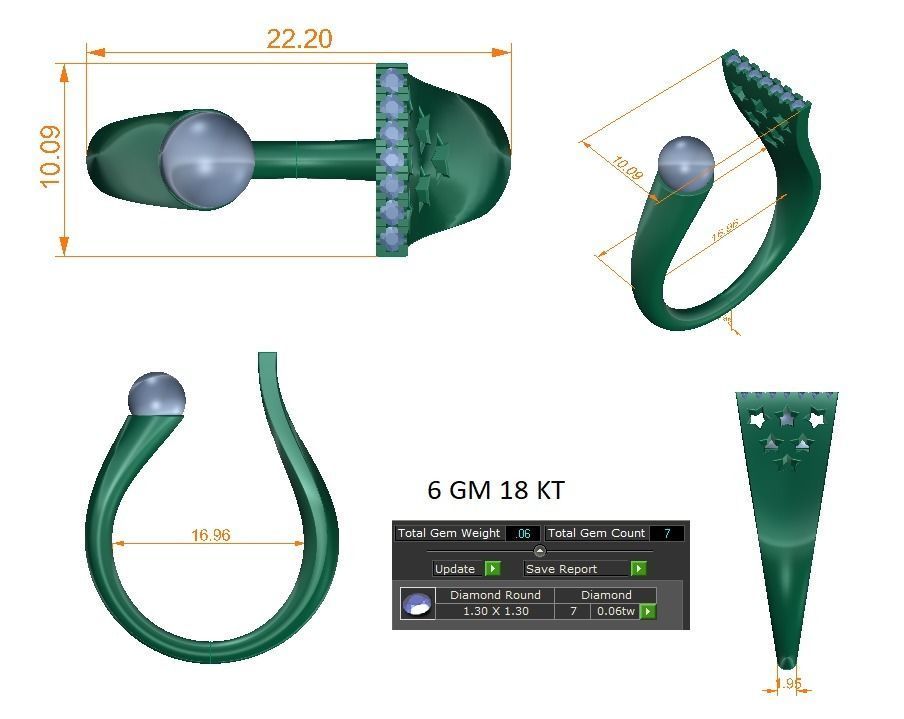 Solitaire ring 3D print model_1