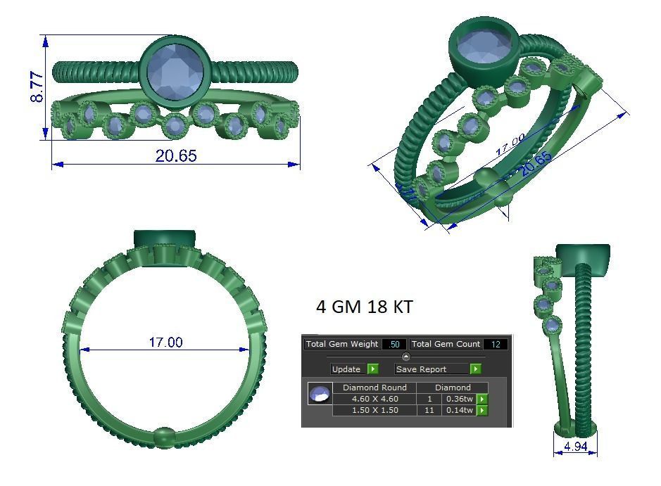 Solitaire ring 3D print model_1