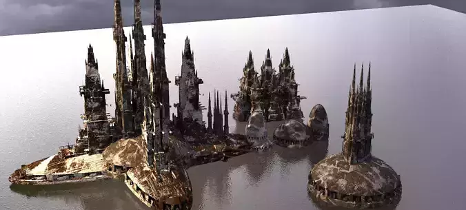 Sci-Fi Dome Kit bash 4 city models 3D model