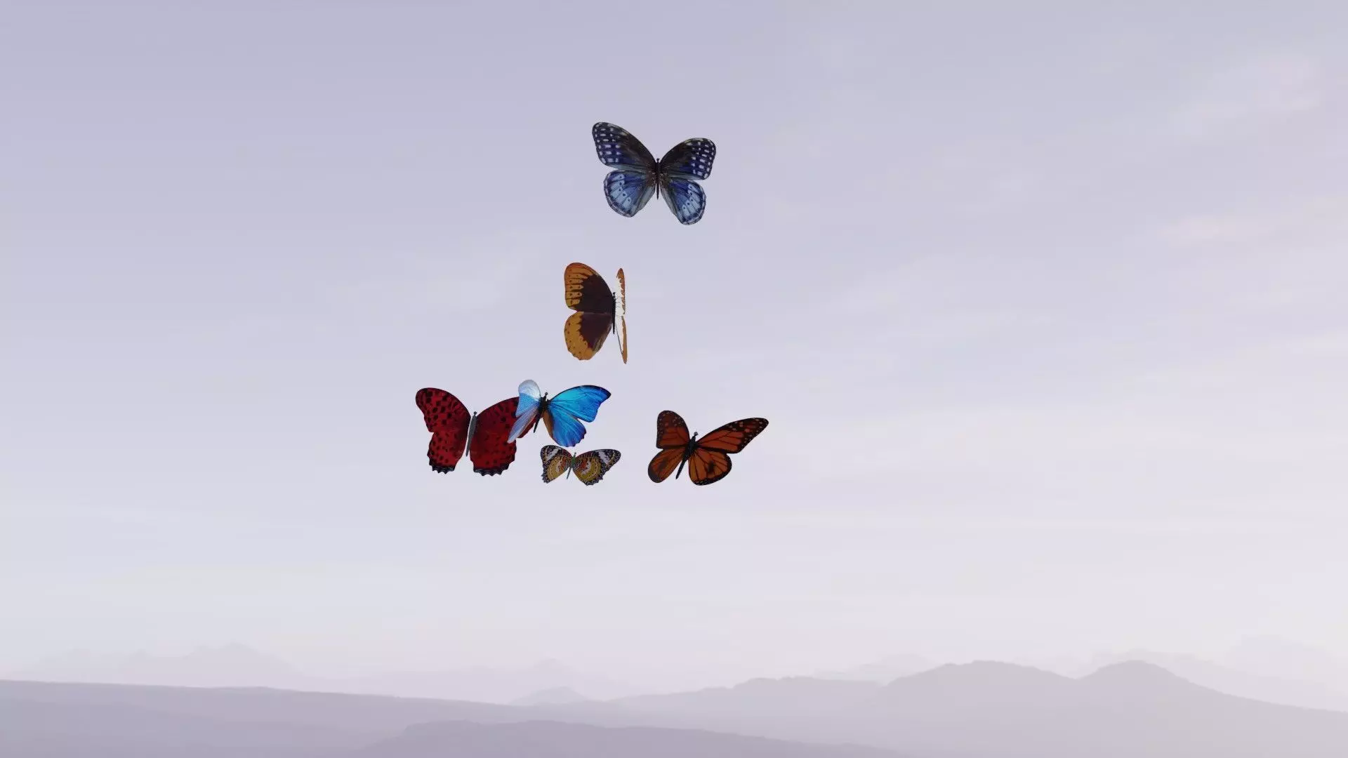 Butterflies Low-poly 3D model_0