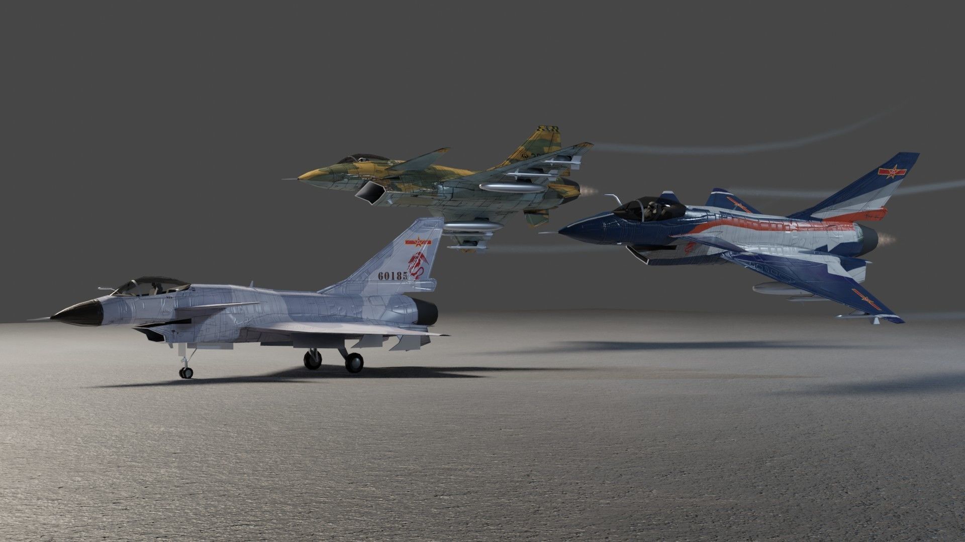 Chengdu J-10 Vigorous Dragon jet fighter Low-poly 3D model_3