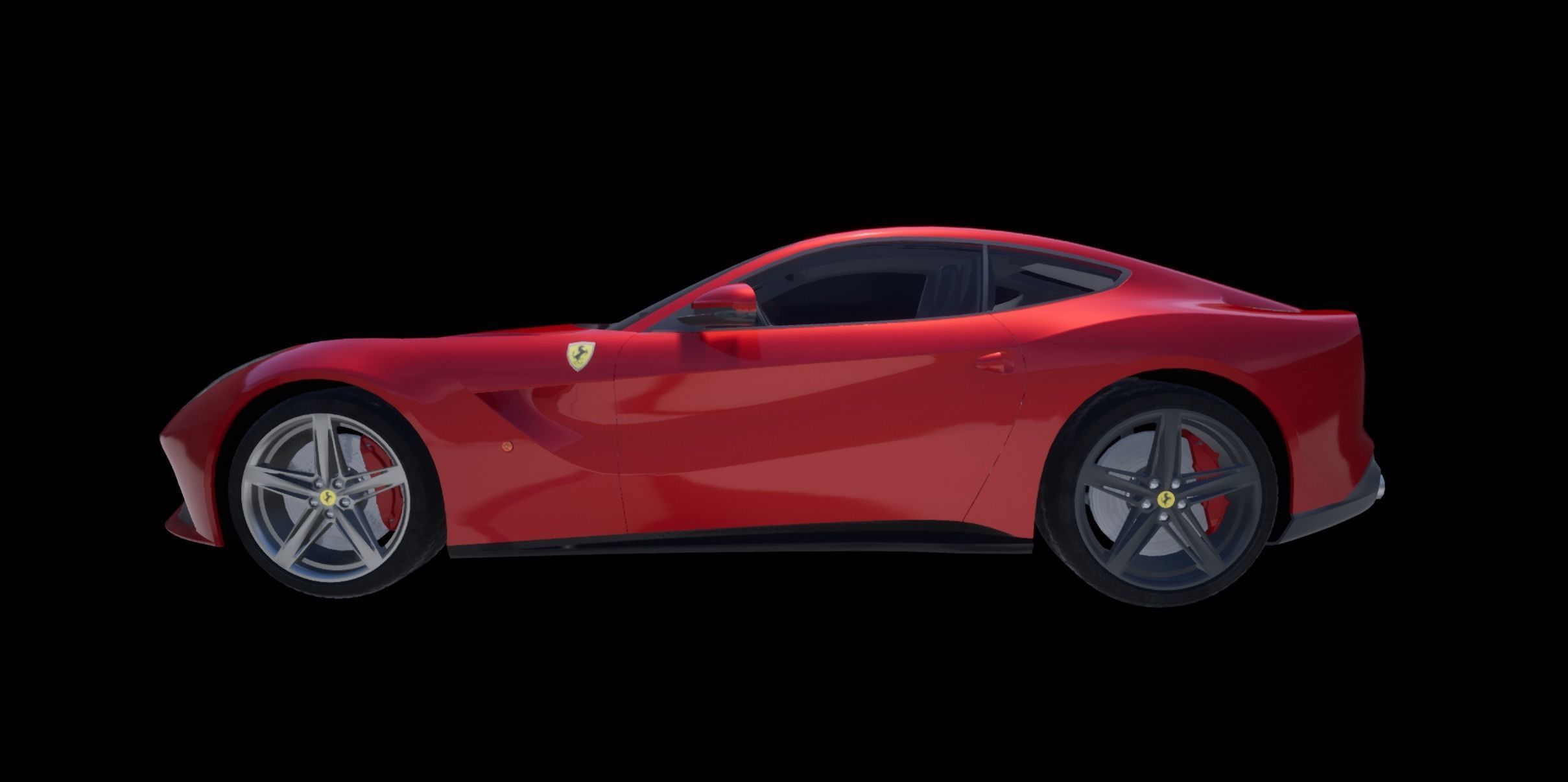 Ferarri F12 Berlinetta Realistic Vehicle with Interior Low-poly 3D model_14