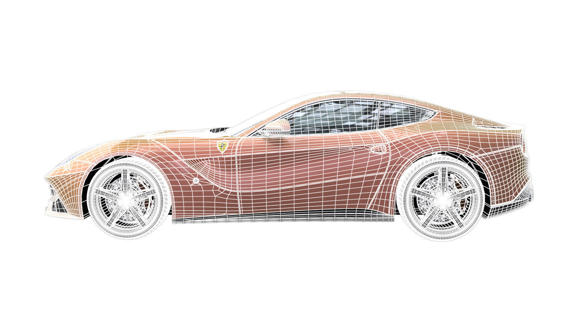 Ferarri F12 Berlinetta Realistic Vehicle with Interior Low-poly 3D model_10