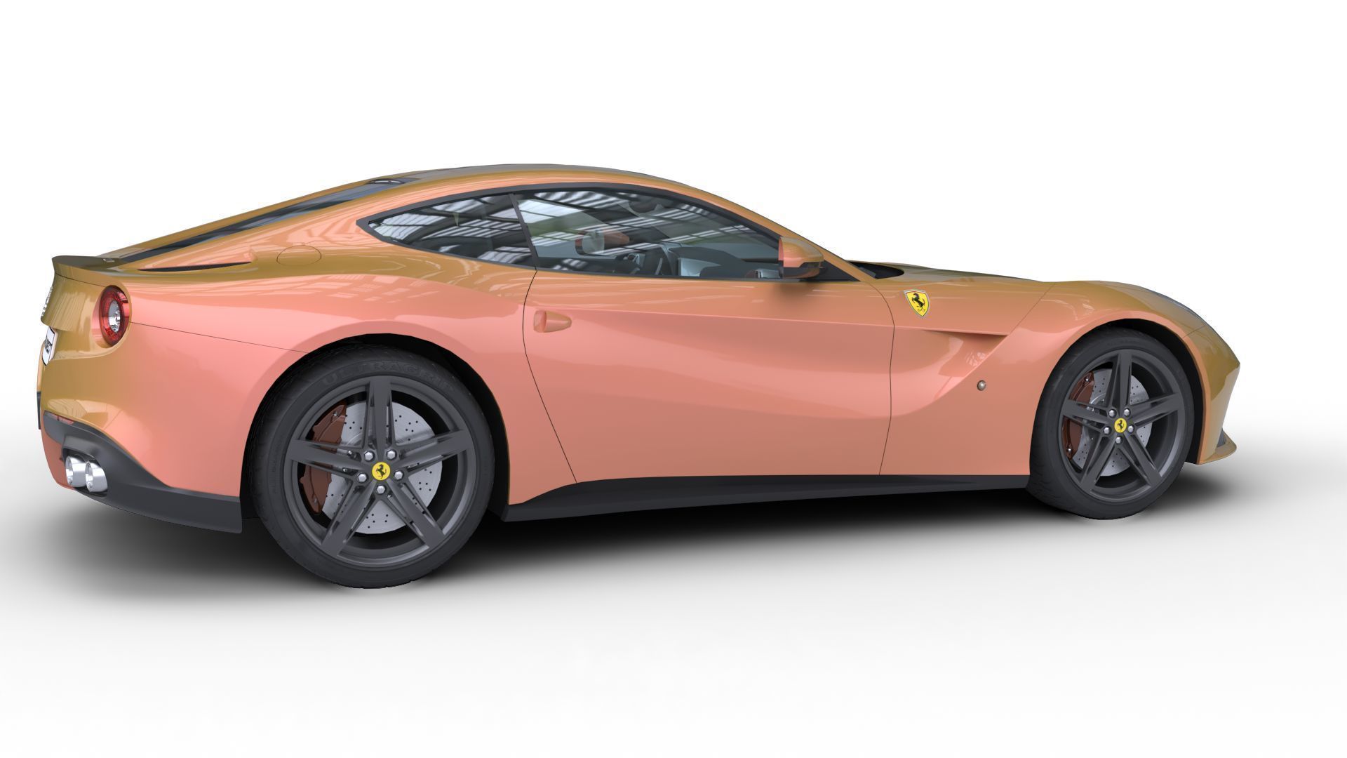 Ferarri F12 Berlinetta Realistic Vehicle with Interior Low-poly 3D model_6