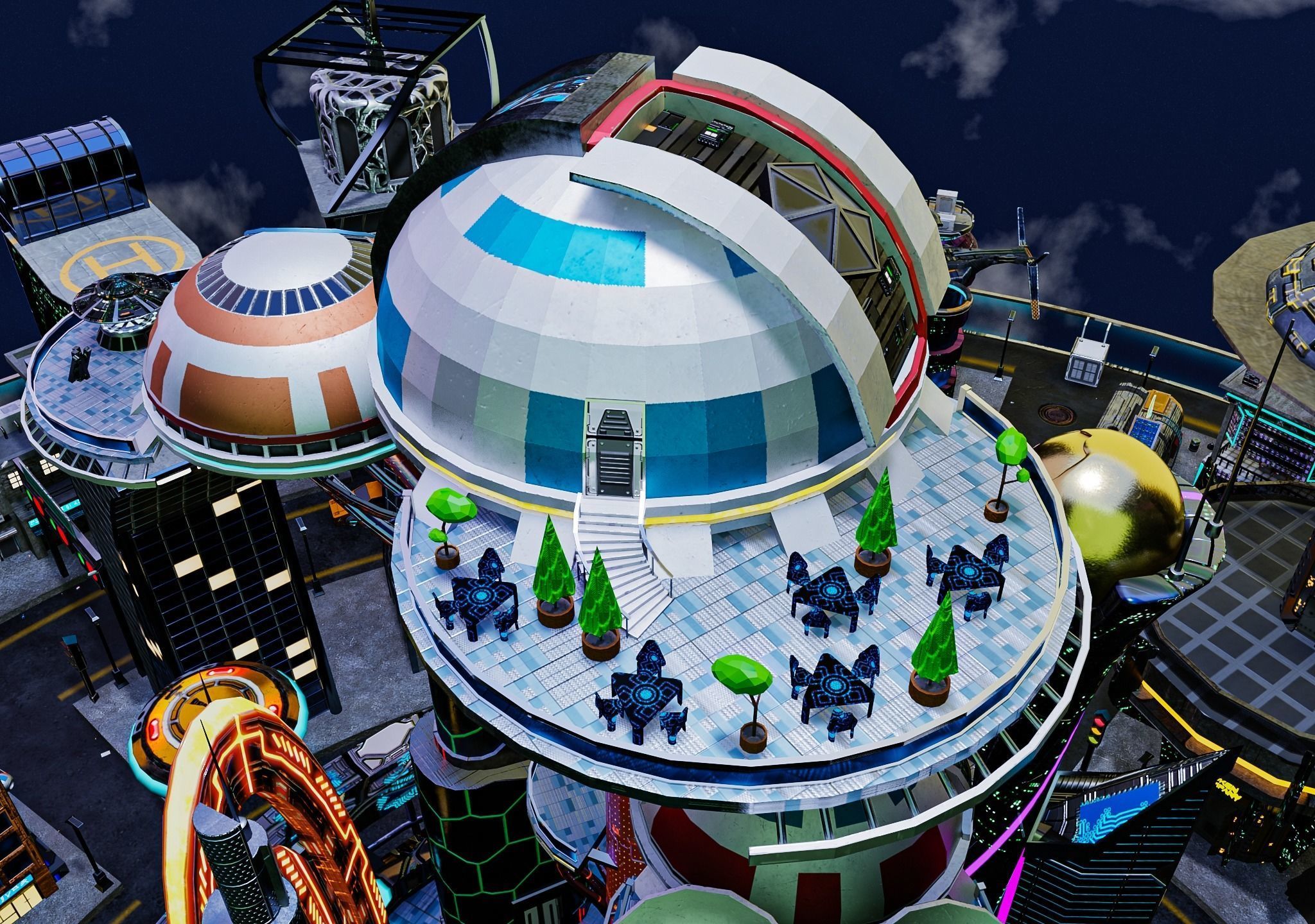 Cyberpunk City Pack Low-poly 3D model_11