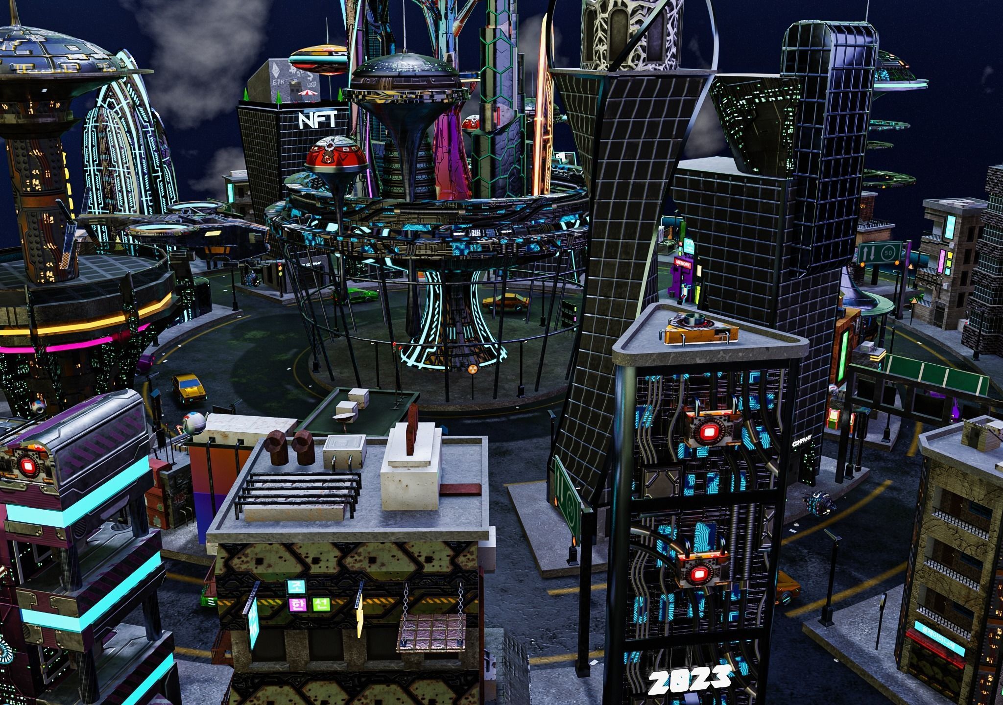 Cyberpunk City Pack Low-poly 3D model_6