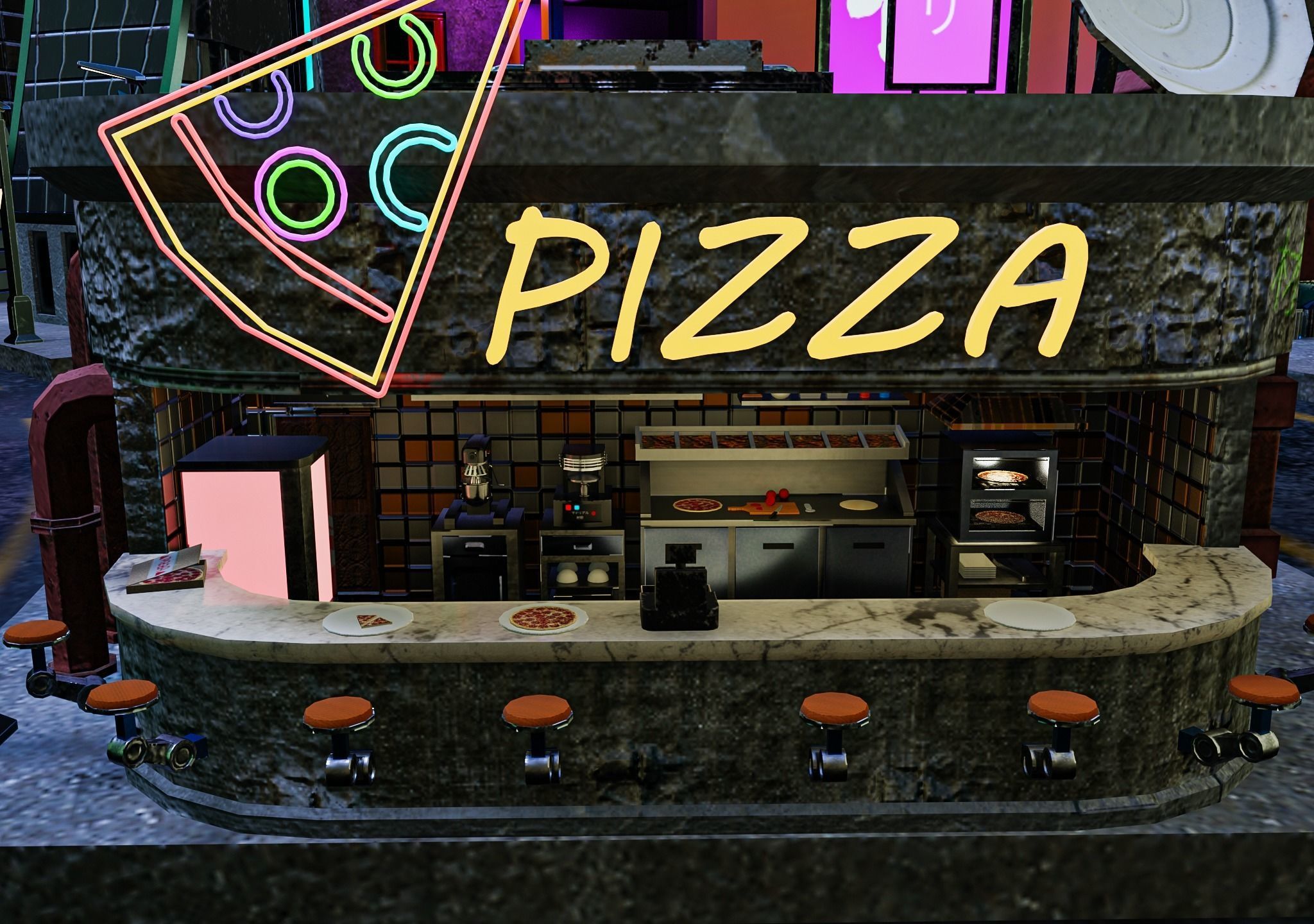 Cyberpunk City Pack Low-poly 3D model_18