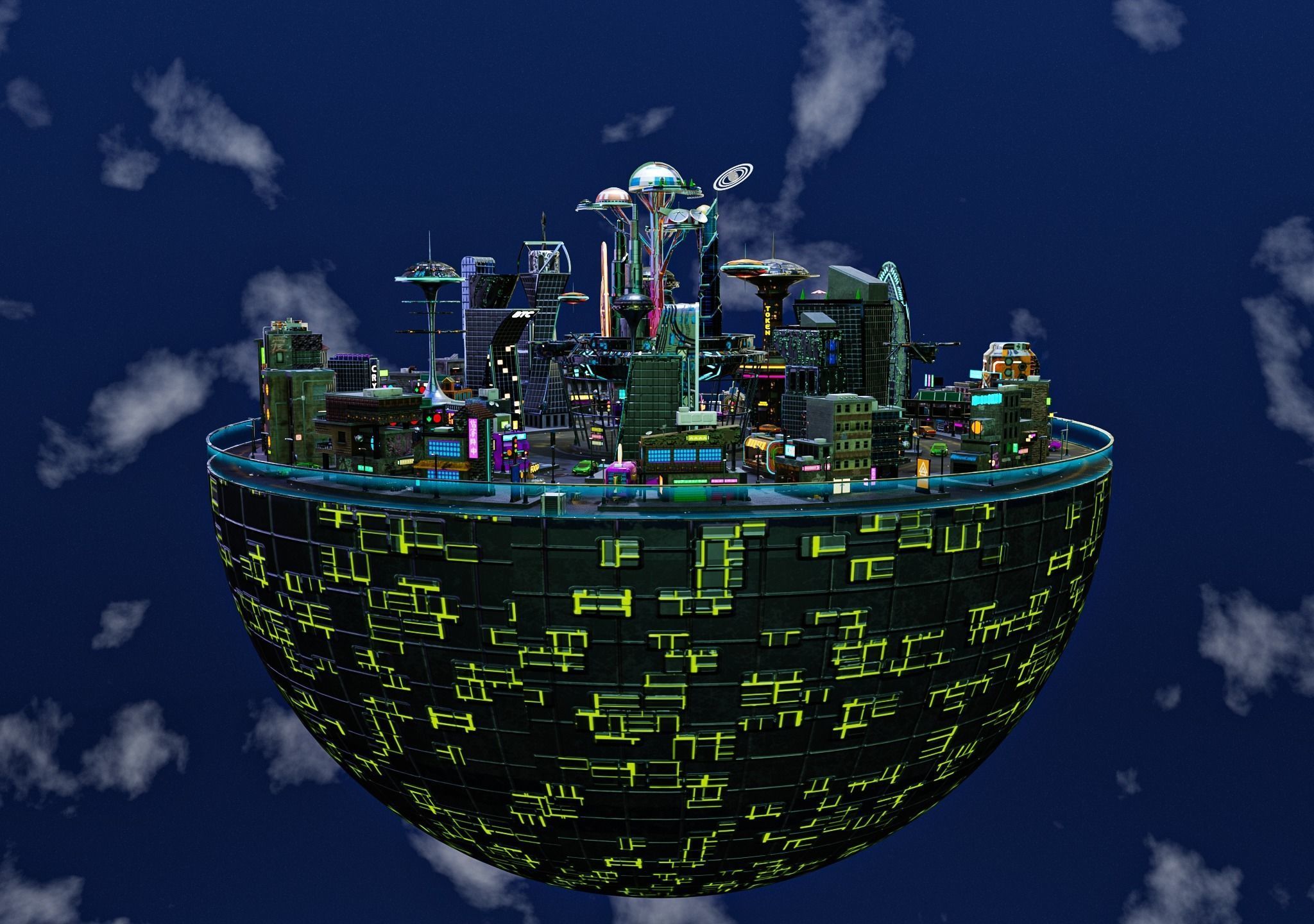 Cyberpunk City Pack Low-poly 3D model_3