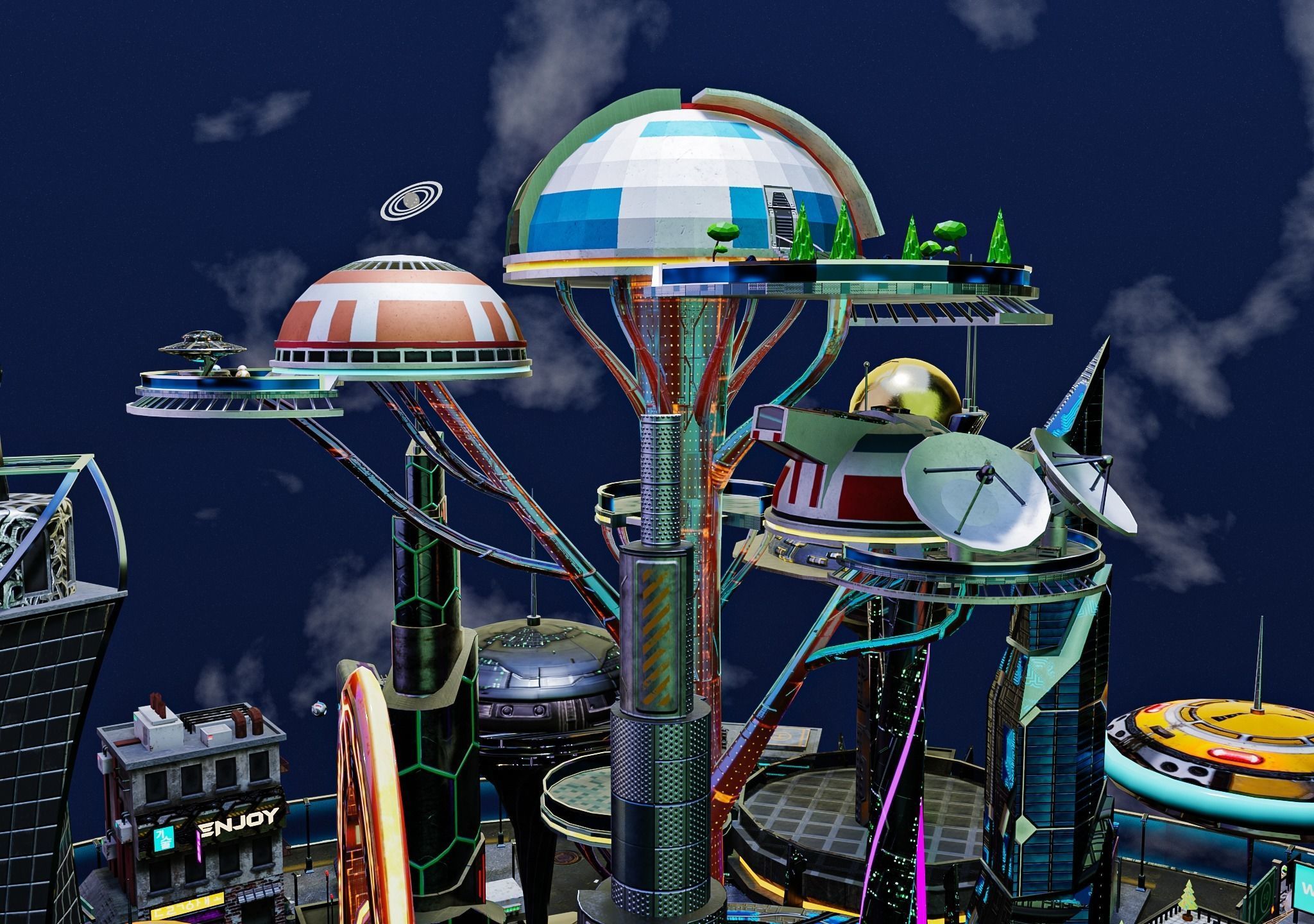 Cyberpunk City Pack Low-poly 3D model_13