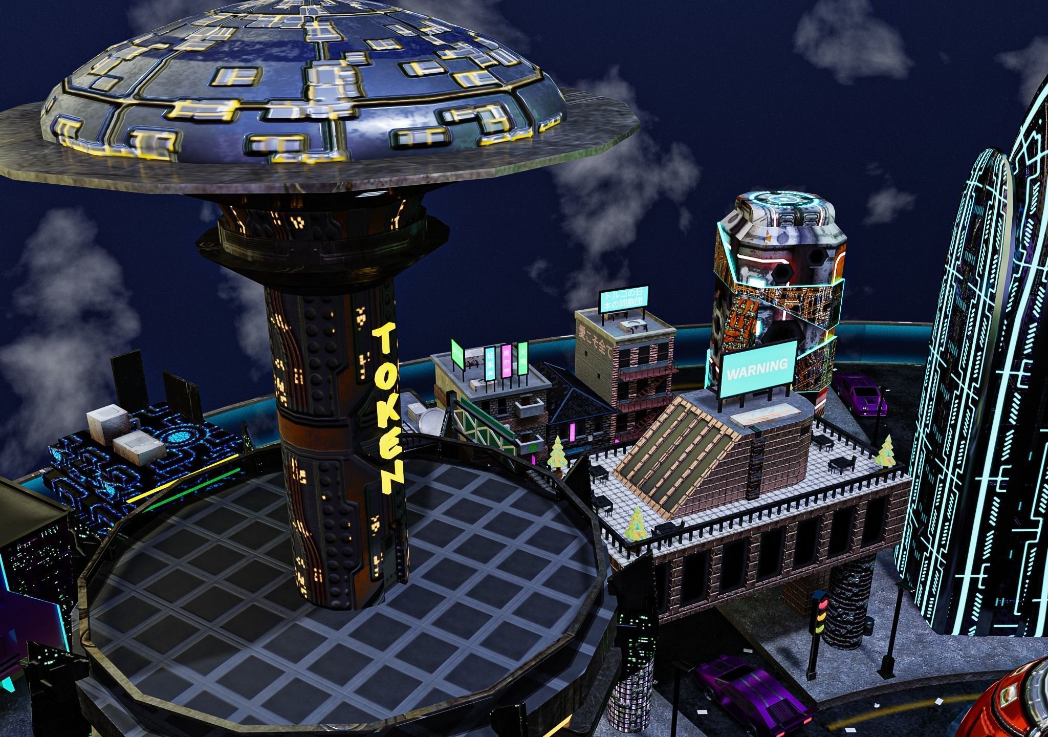 Cyberpunk City Pack Low-poly 3D model_46