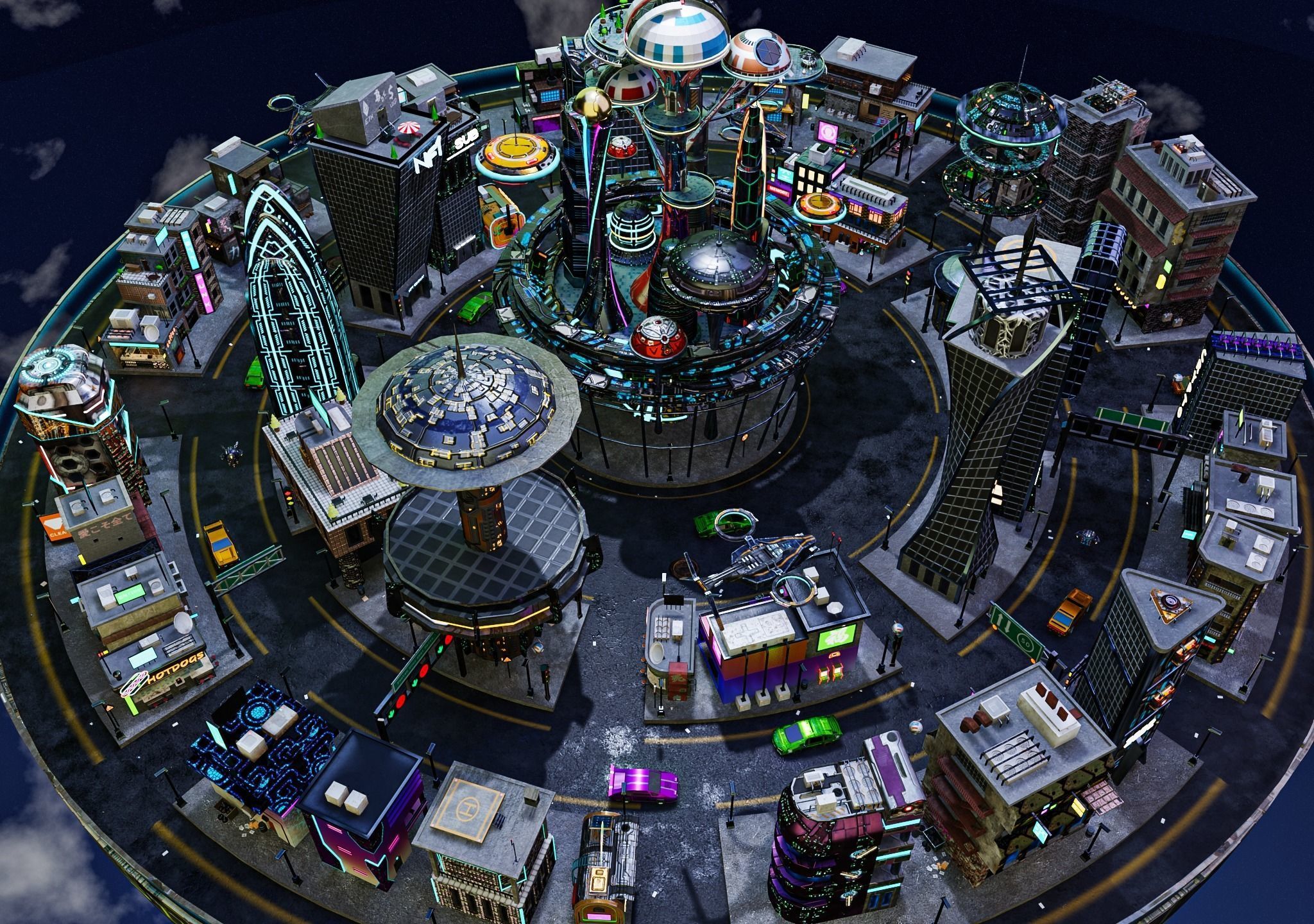 Cyberpunk City Pack Low-poly 3D model_5
