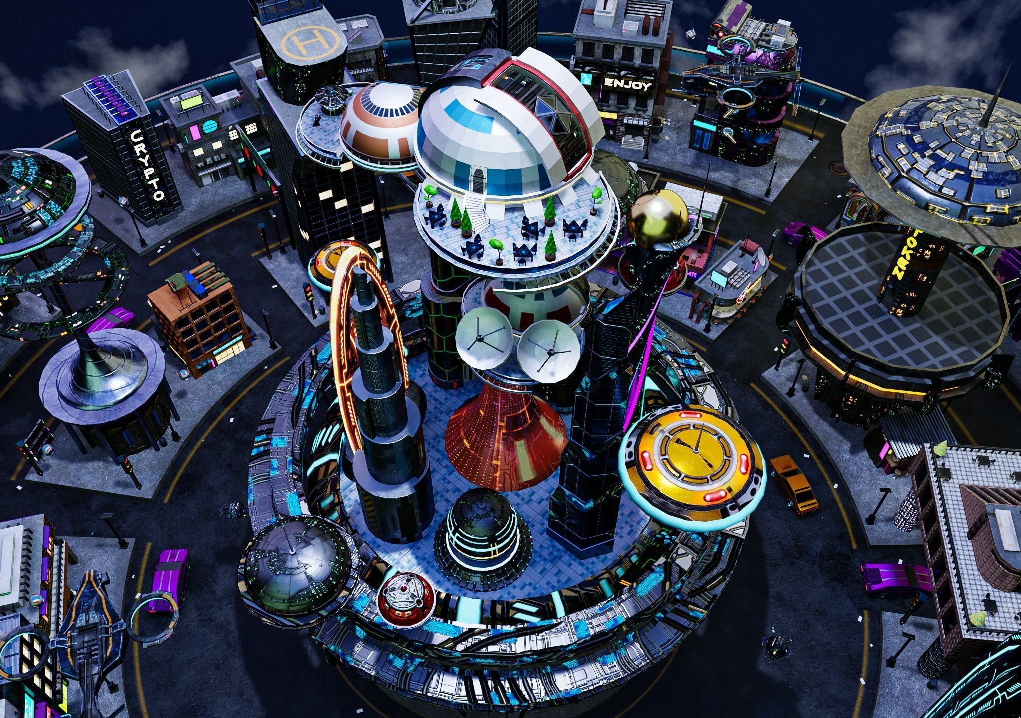 Cyberpunk City Pack Low-poly 3D model_10