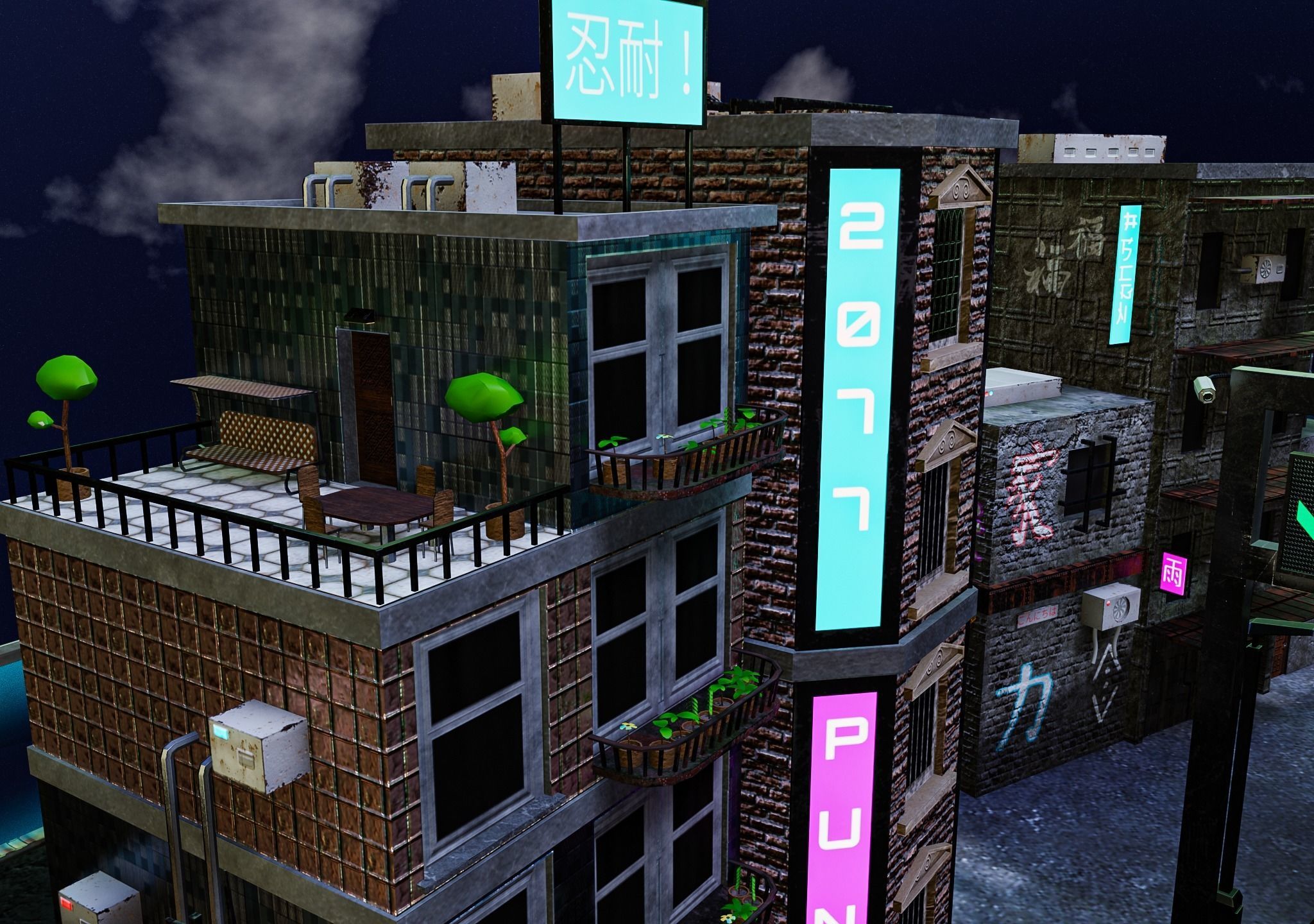 Cyberpunk City Pack Low-poly 3D model_40