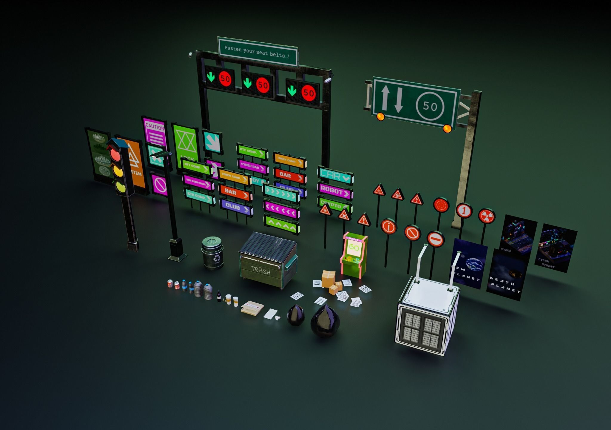 Cyberpunk City Pack Low-poly 3D model_54