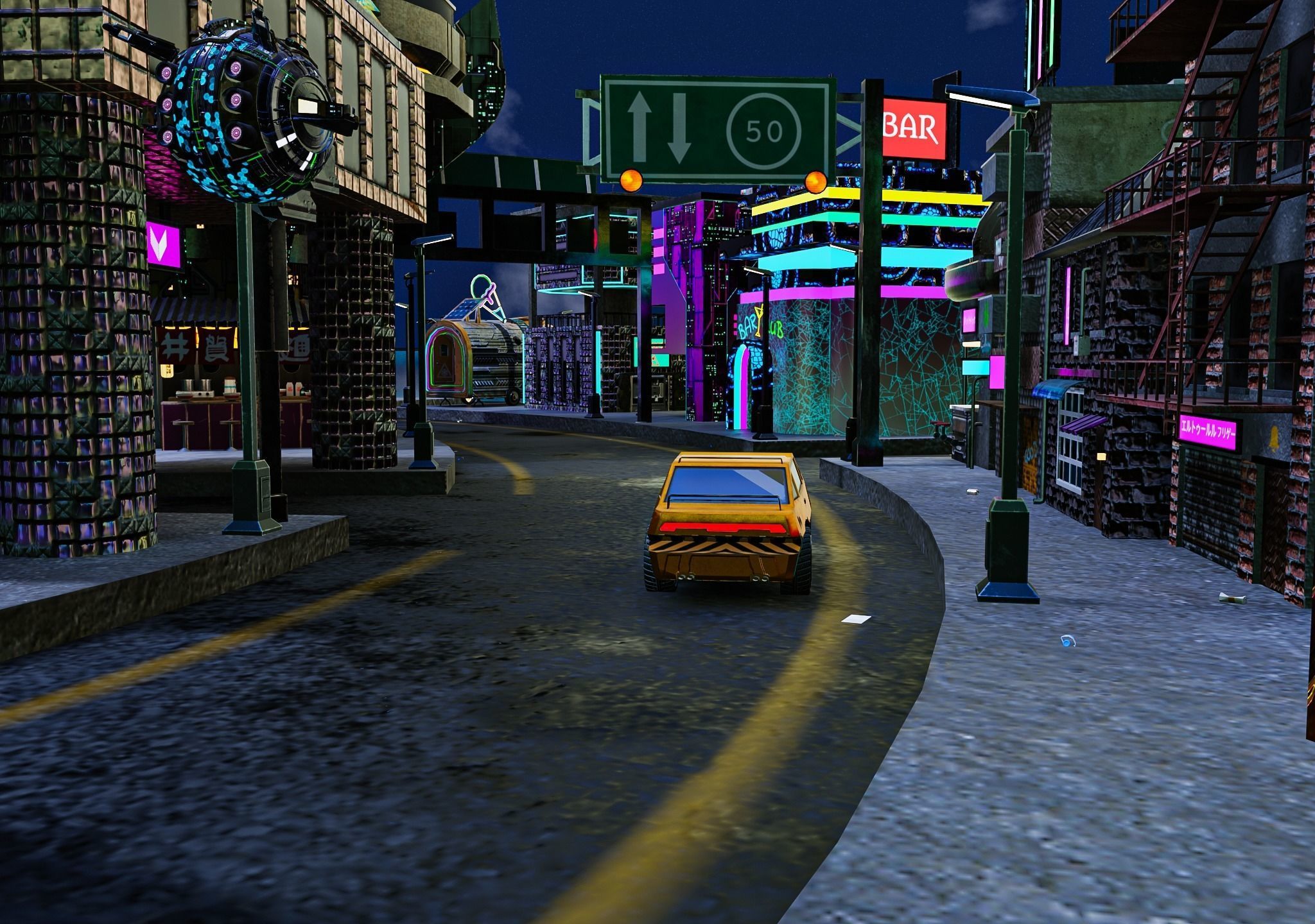 Cyberpunk City Pack Low-poly 3D model_15