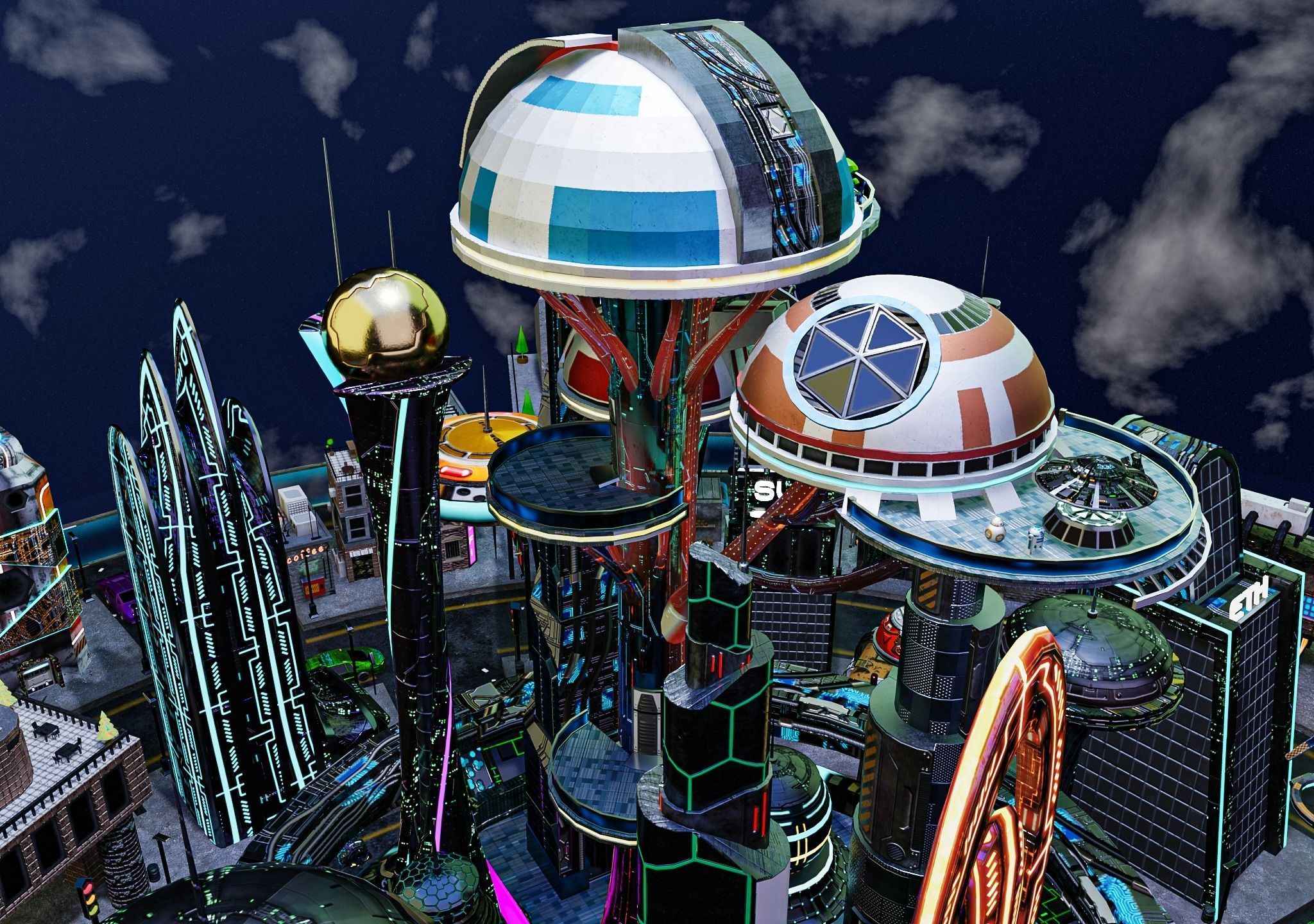 Cyberpunk City Pack Low-poly 3D model_12