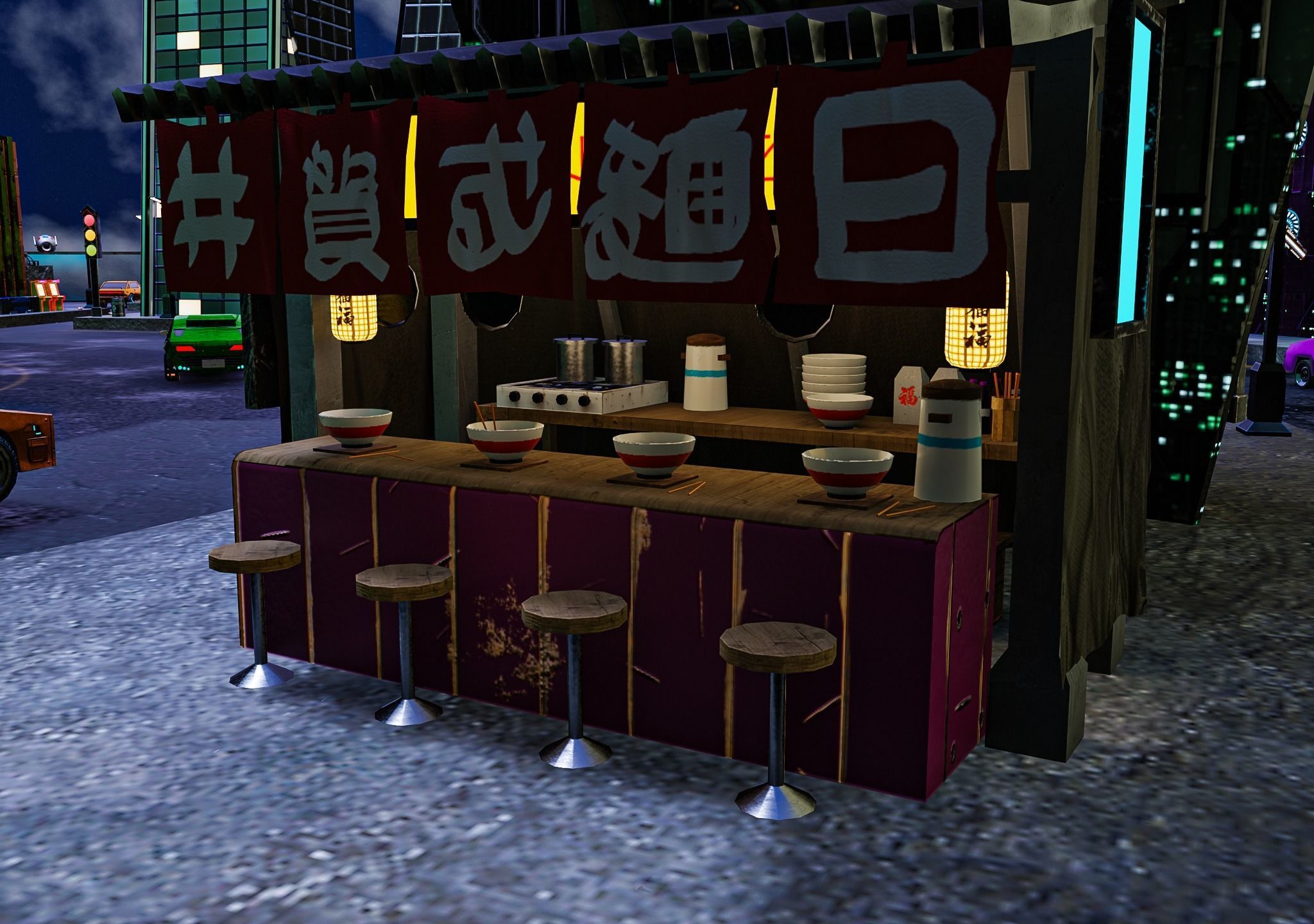 Cyberpunk City Pack Low-poly 3D model_19