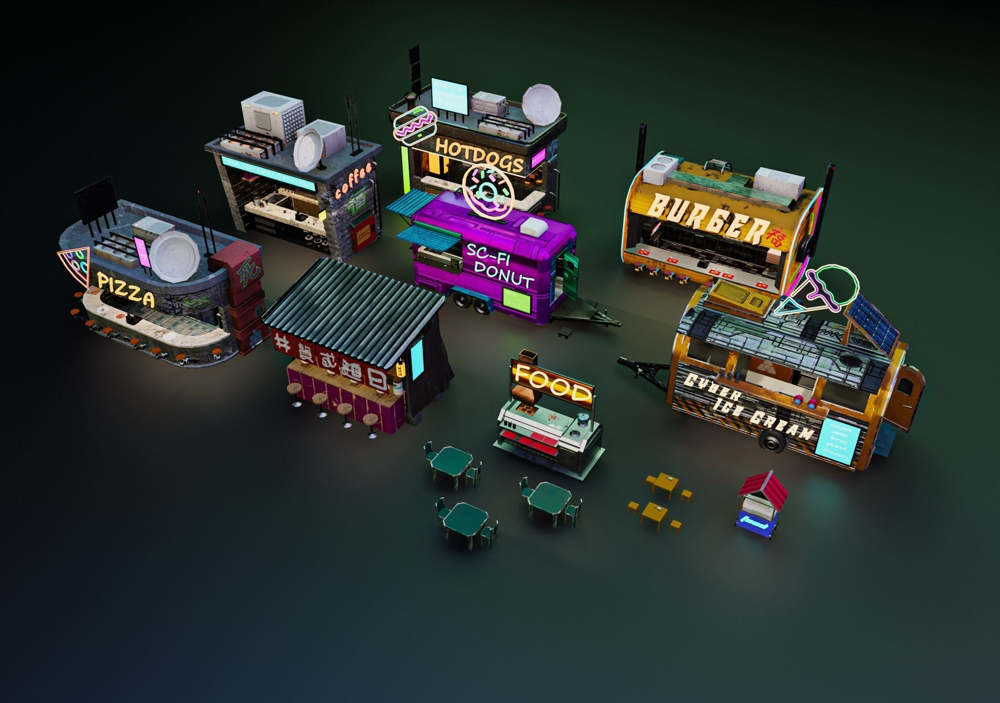 Cyberpunk City Pack Low-poly 3D model_52