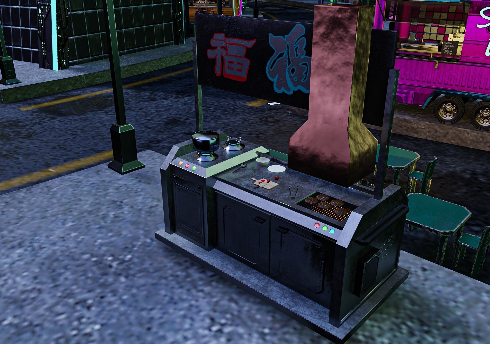 Cyberpunk City Pack Low-poly 3D model_28