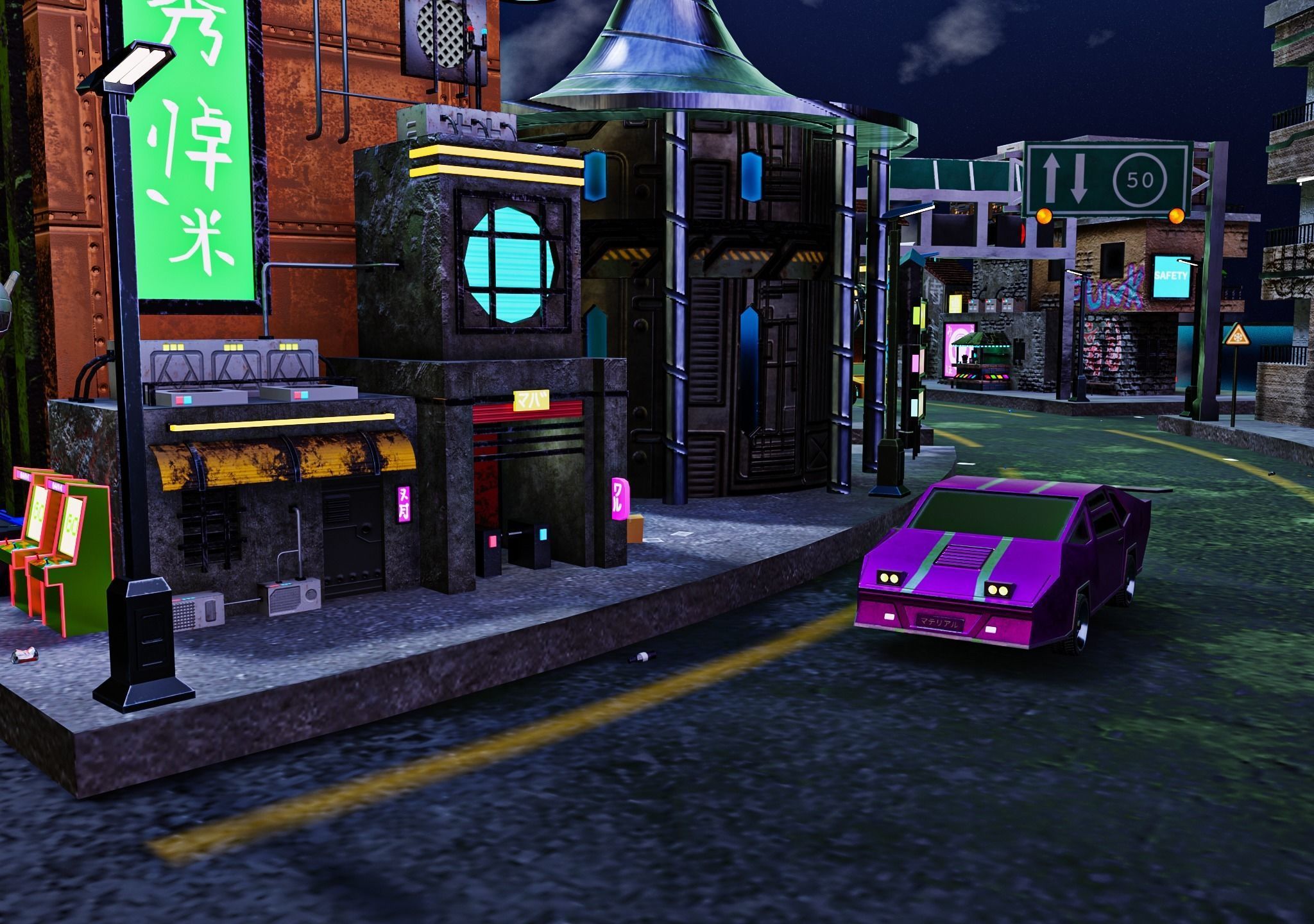 Cyberpunk City Pack Low-poly 3D model_16