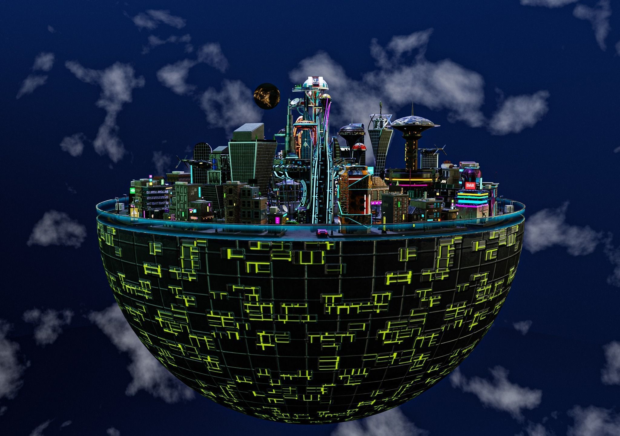 Cyberpunk City Pack Low-poly 3D model_2