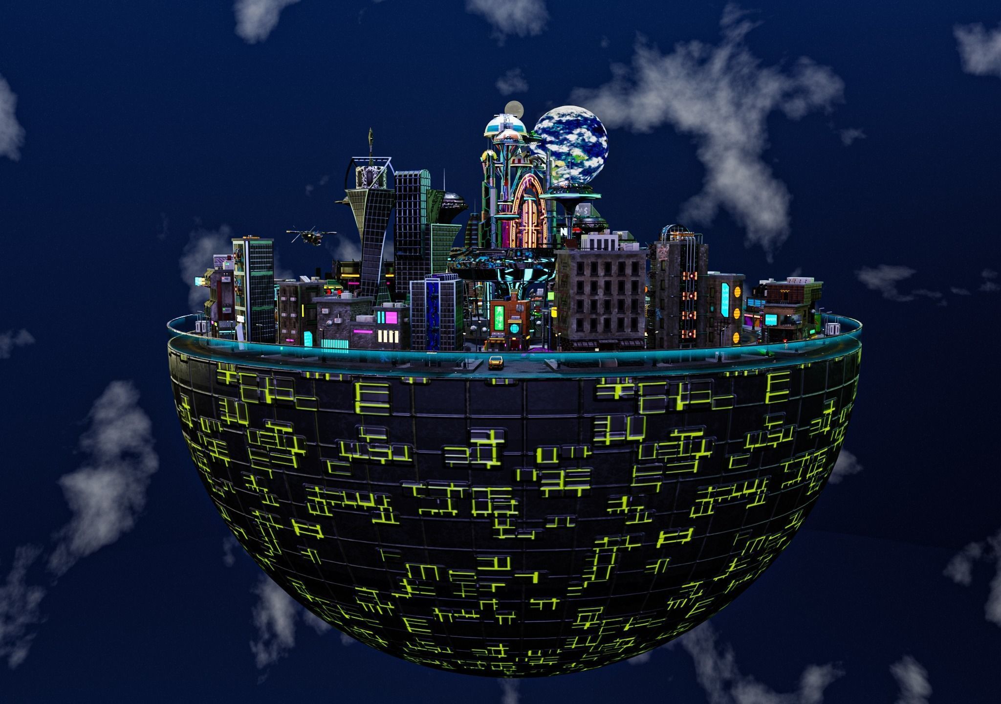 Cyberpunk City Pack Low-poly 3D model_1