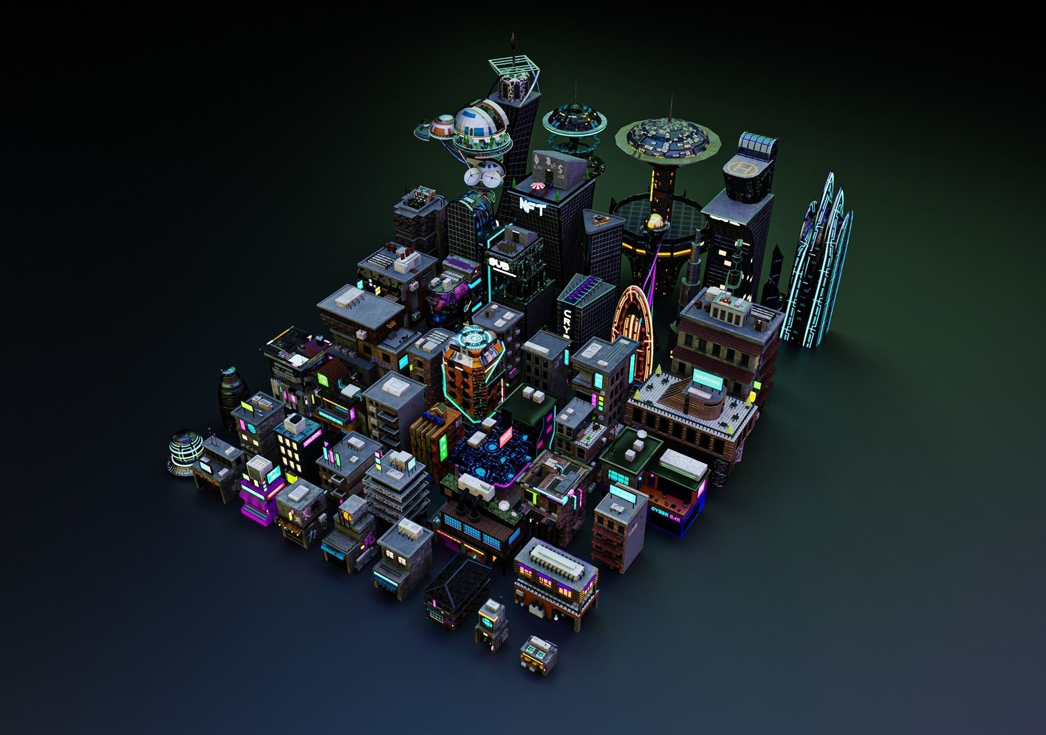 Cyberpunk City Pack Low-poly 3D model_51