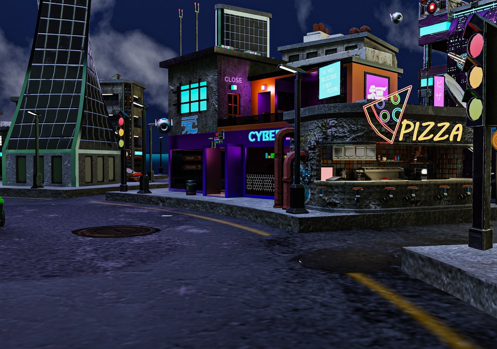 Cyberpunk City Pack Low-poly 3D model_44