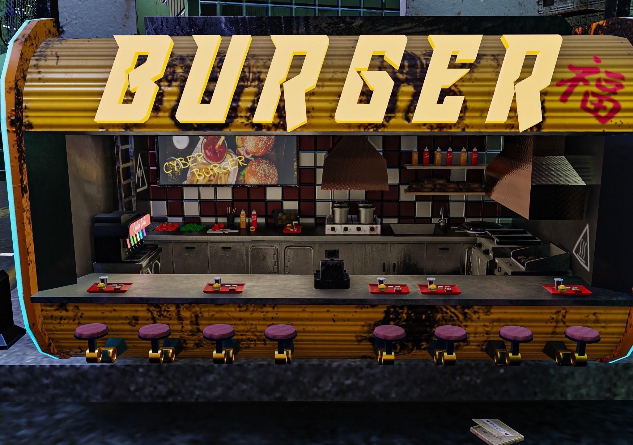 Cyberpunk City Pack Low-poly 3D model_17