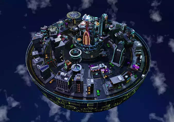 Cyberpunk City Pack Low-poly 3D model