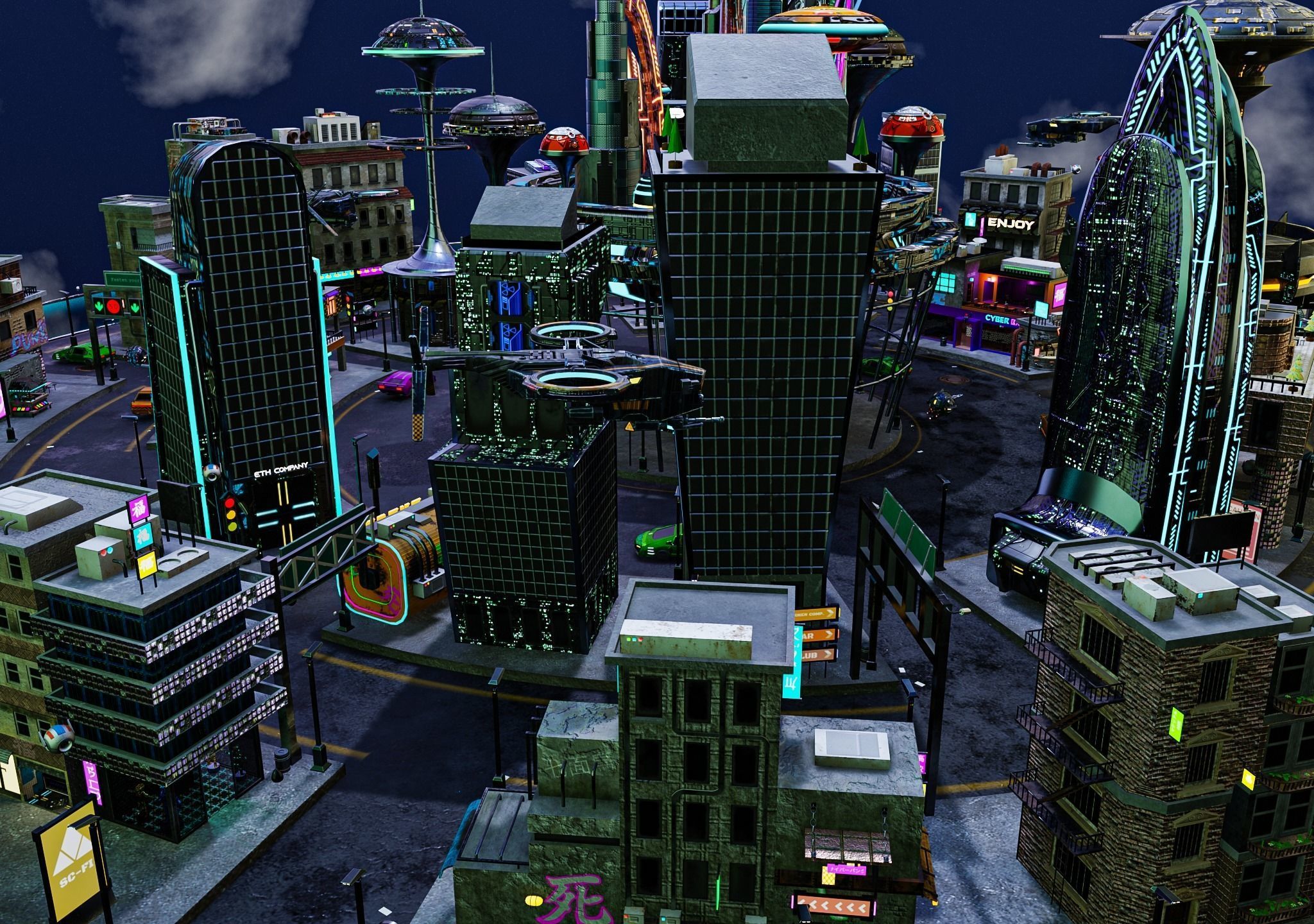 Cyberpunk City Pack Low-poly 3D model_8
