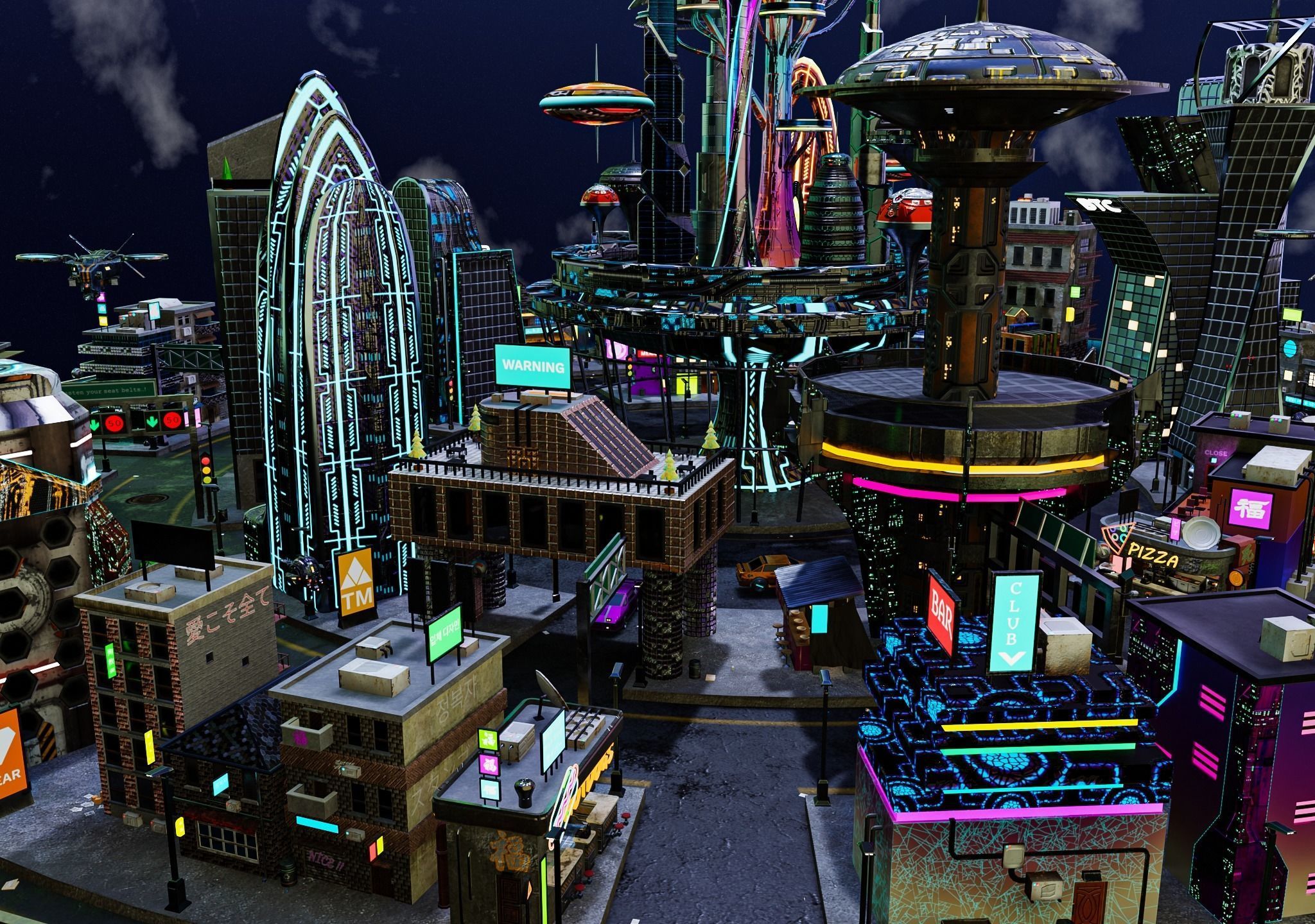 Cyberpunk City Pack Low-poly 3D model_9