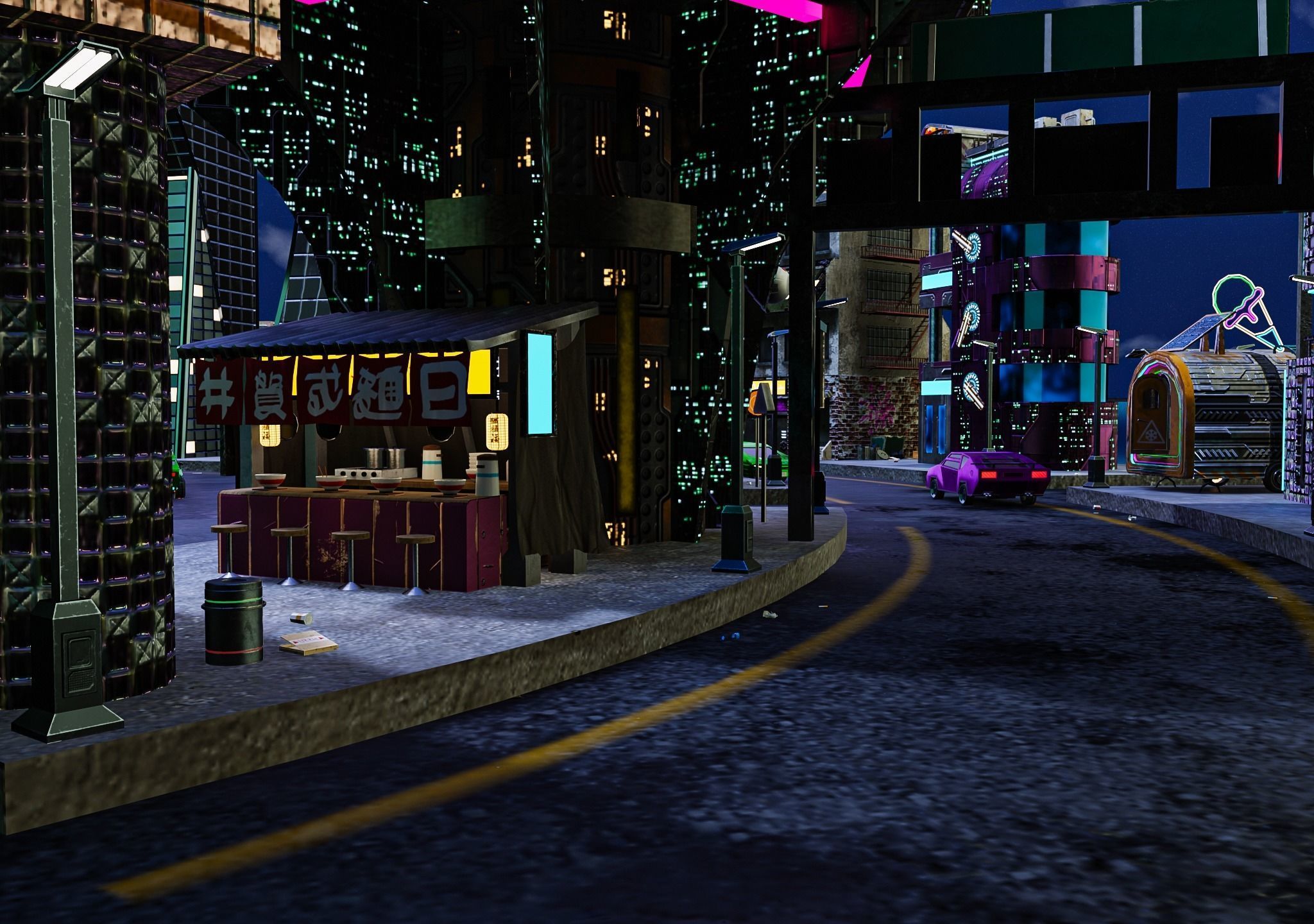 Cyberpunk City Pack Low-poly 3D model_45
