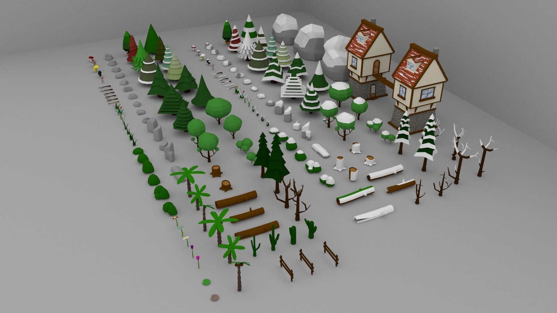 Low Poly Normal Snow Trees Pack Low-poly 3D model_2
