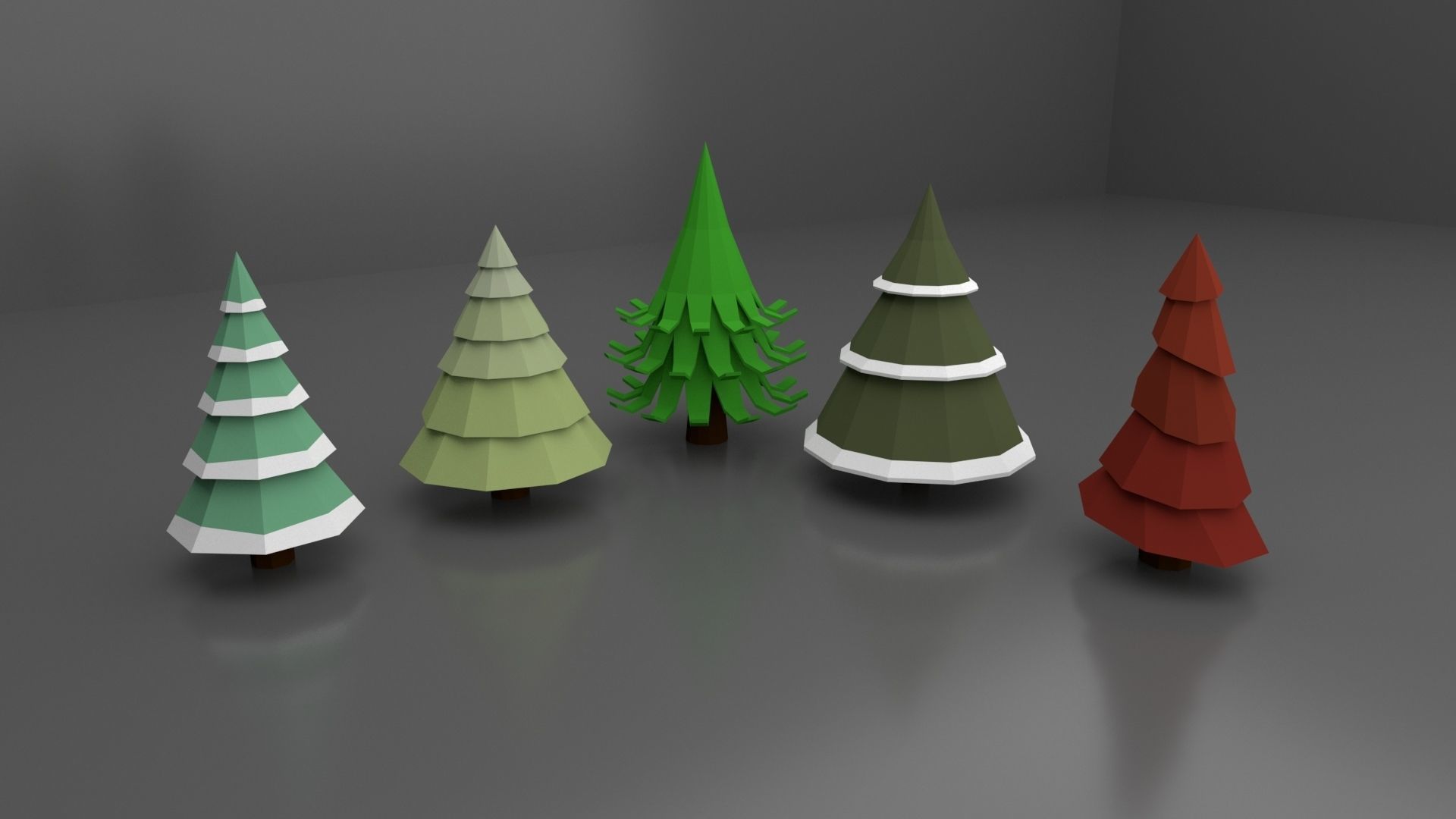 Low Poly Normal Snow Trees Pack Low-poly 3D model_10