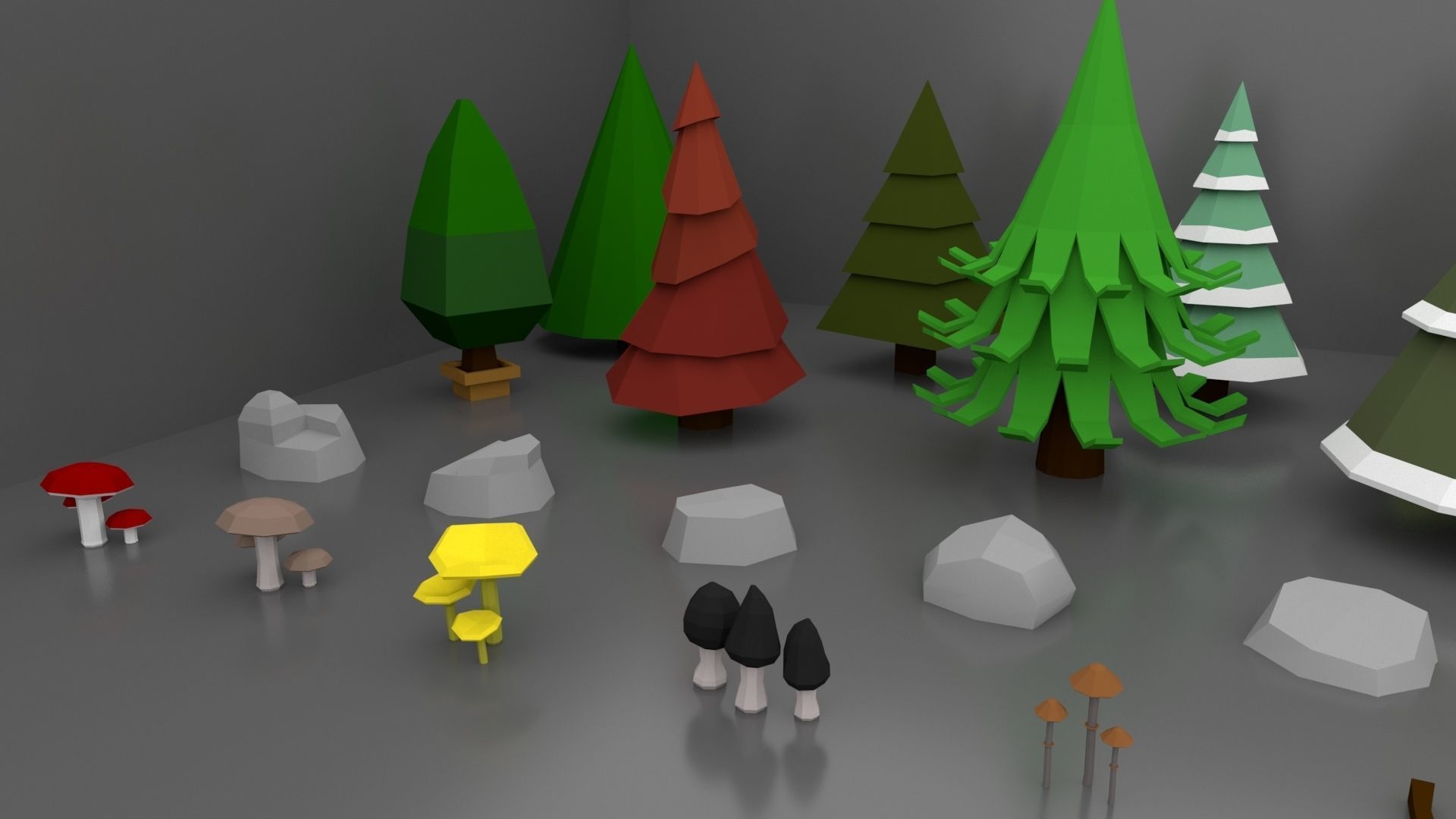 Low Poly Normal Snow Trees Pack Low-poly 3D model_8