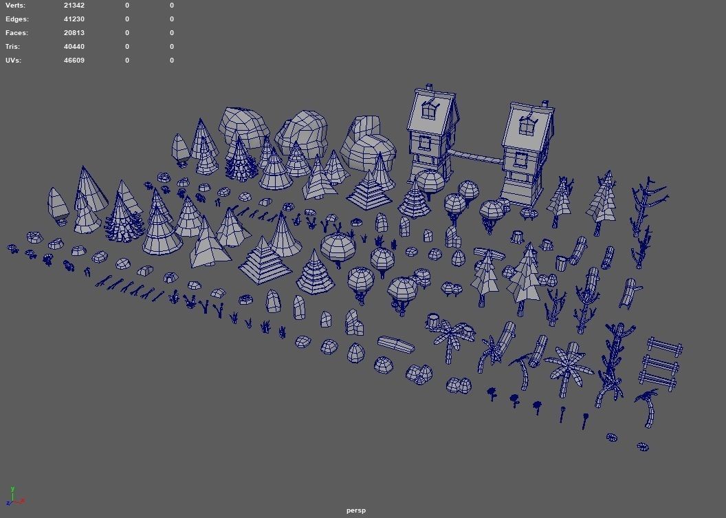 Low Poly Normal Snow Trees Pack Low-poly 3D model_16
