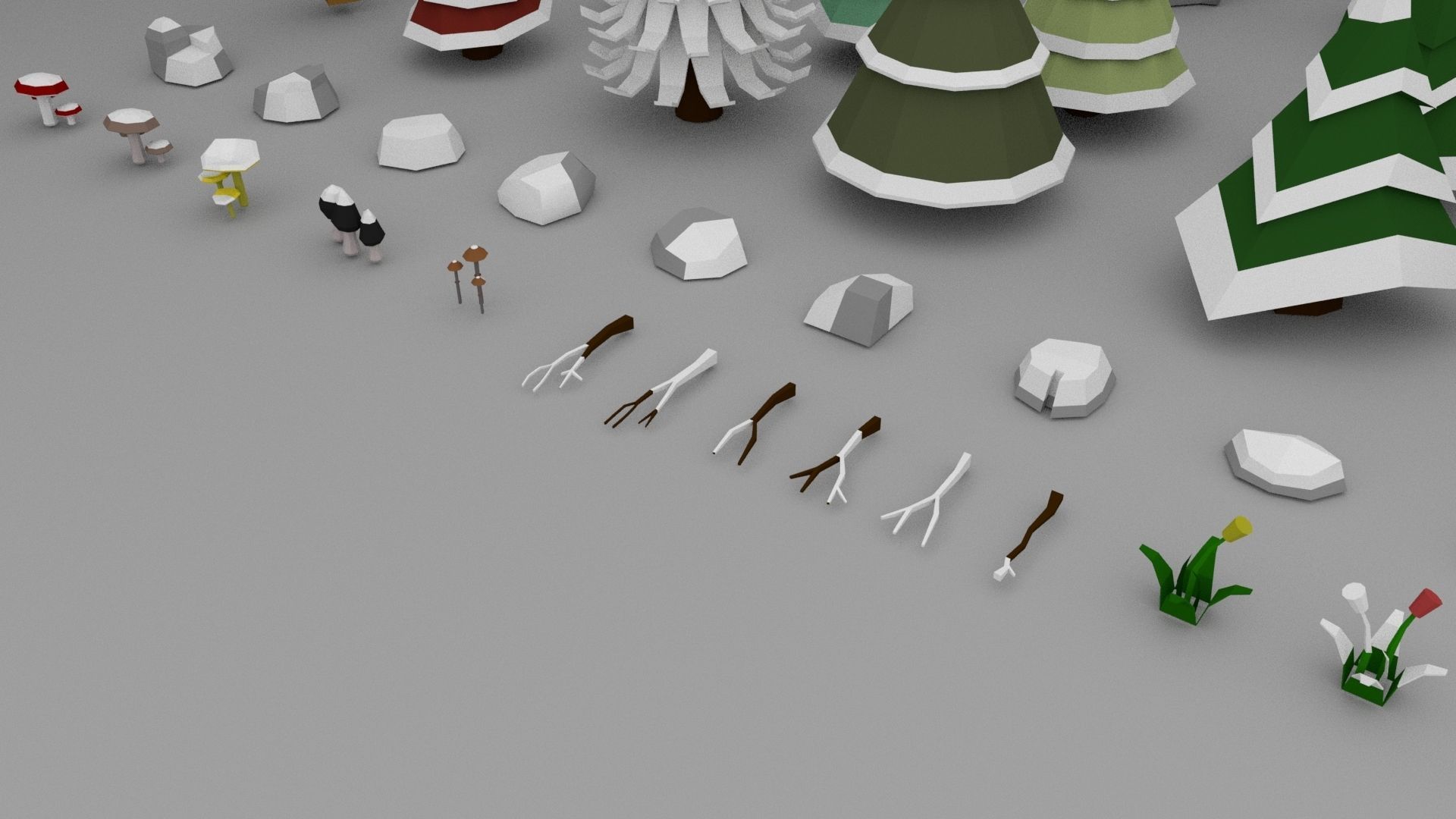 Low Poly Normal Snow Trees Pack Low-poly 3D model_15