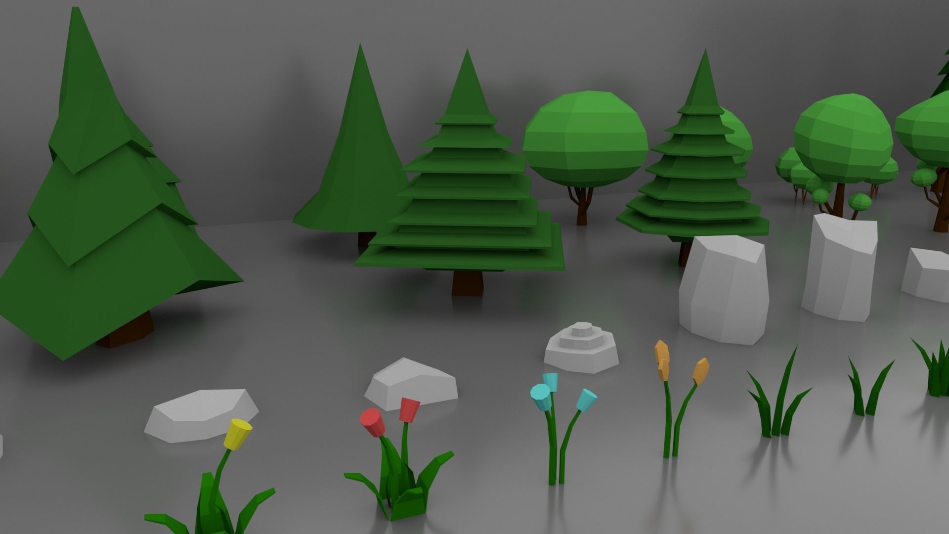 Low Poly Normal Snow Trees Pack Low-poly 3D model_6